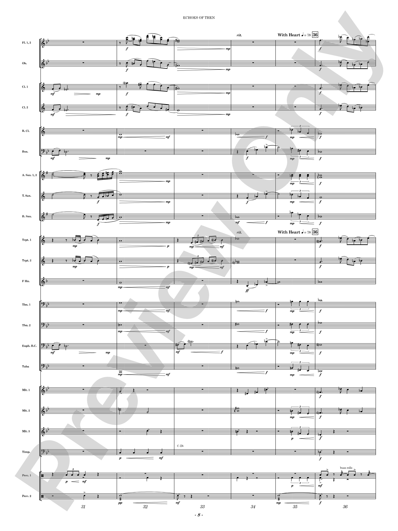 Echoes of Then: Concert Band Conductor Score & Parts