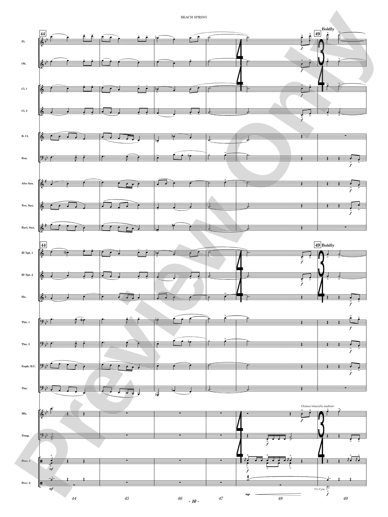 Beach Spring: Concert Band Conductor Score & Parts
