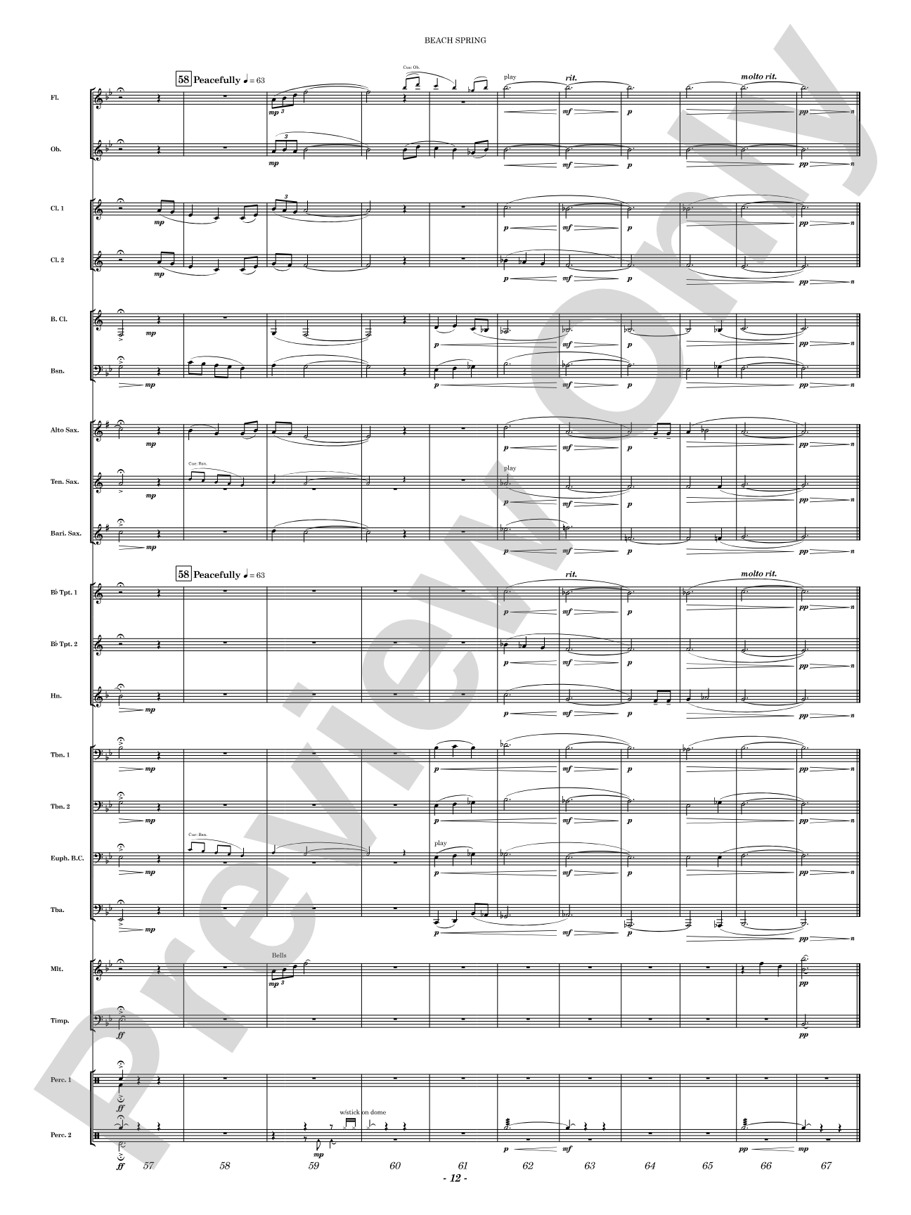 Beach Spring: Concert Band Conductor Score & Parts