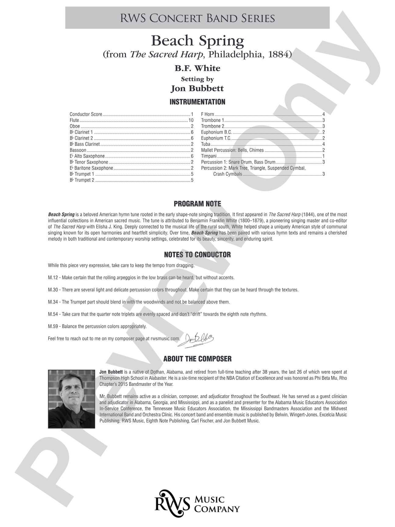 Beach Spring: Concert Band Conductor Score & Parts