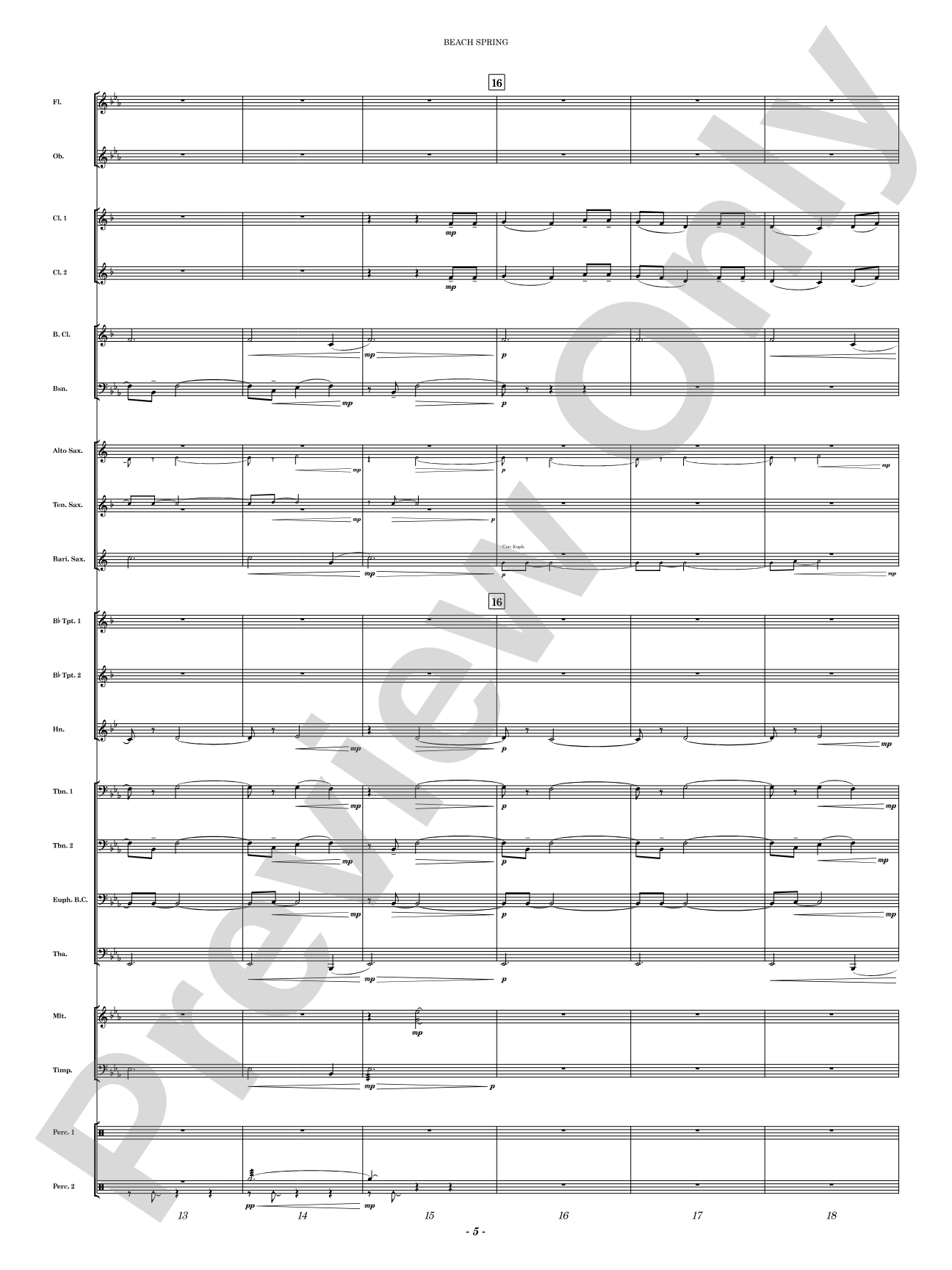 Beach Spring: Concert Band Conductor Score & Parts