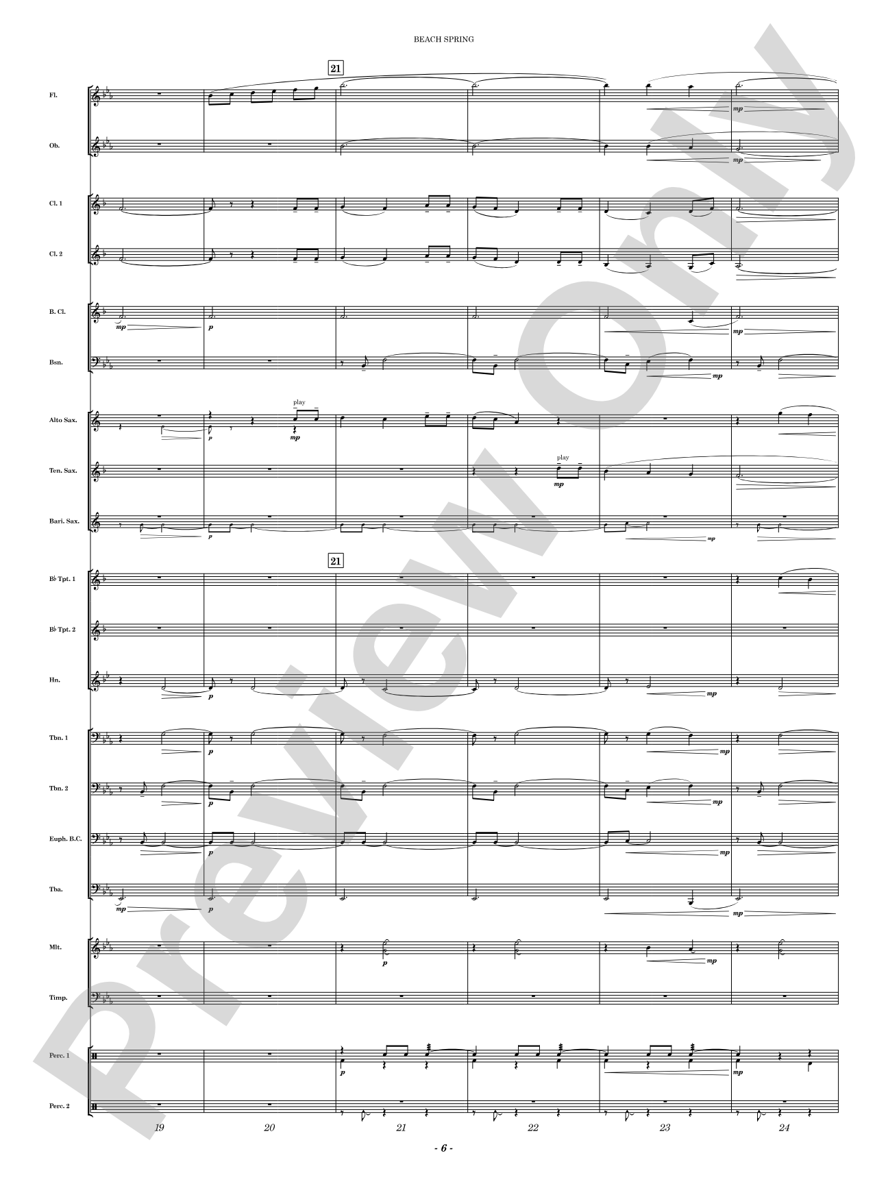 Beach Spring: Concert Band Conductor Score & Parts