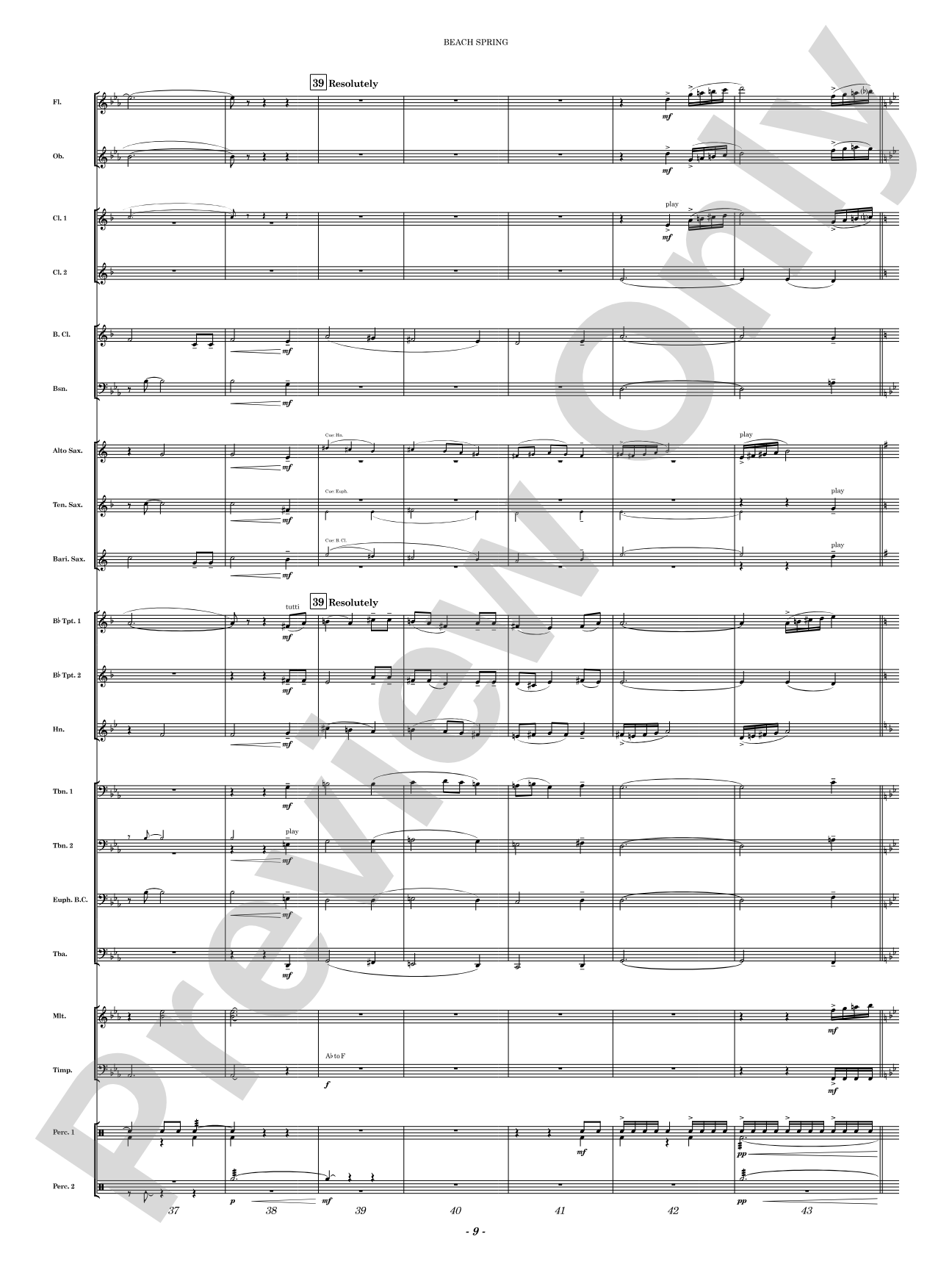 Beach Spring: Concert Band Conductor Score & Parts