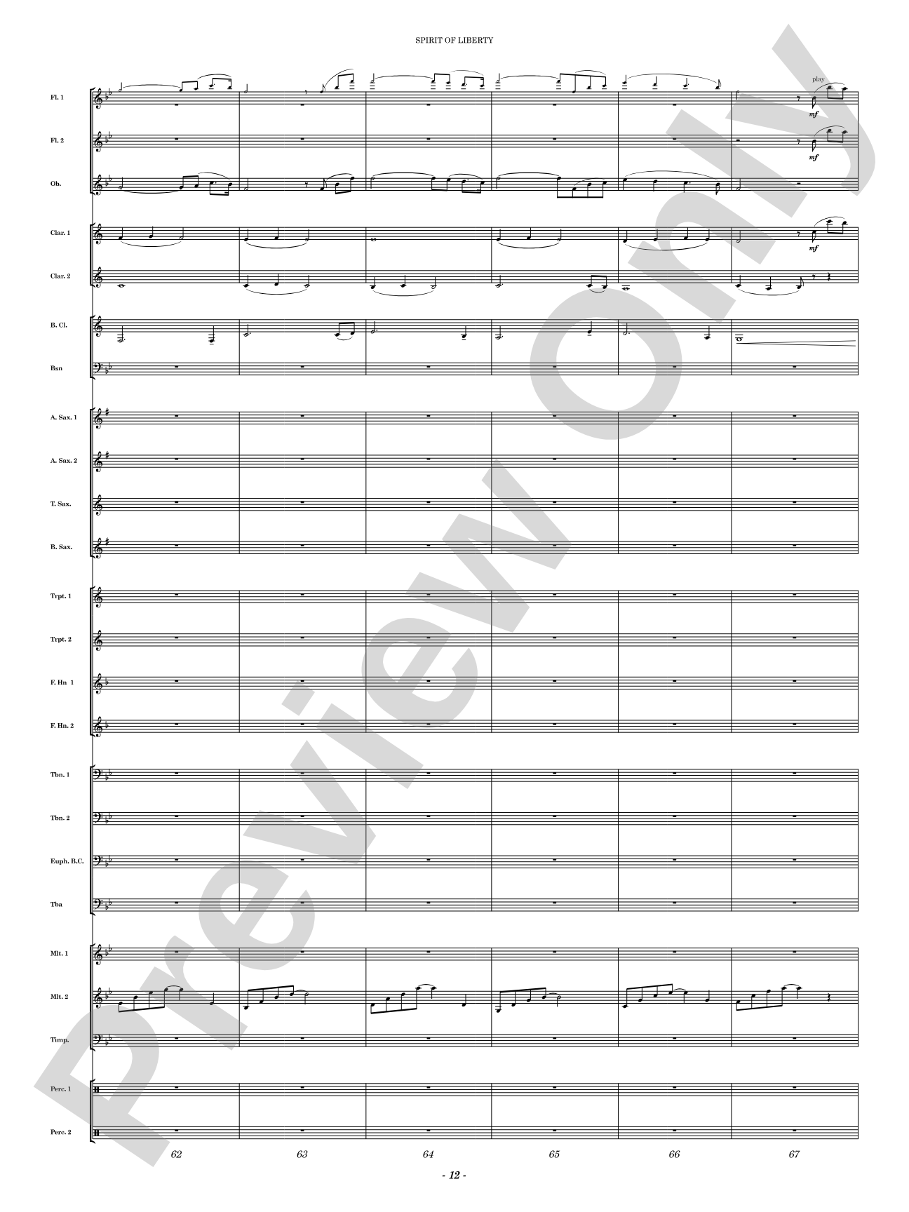 Spirit of Liberty: Concert Band Conductor Score & Parts