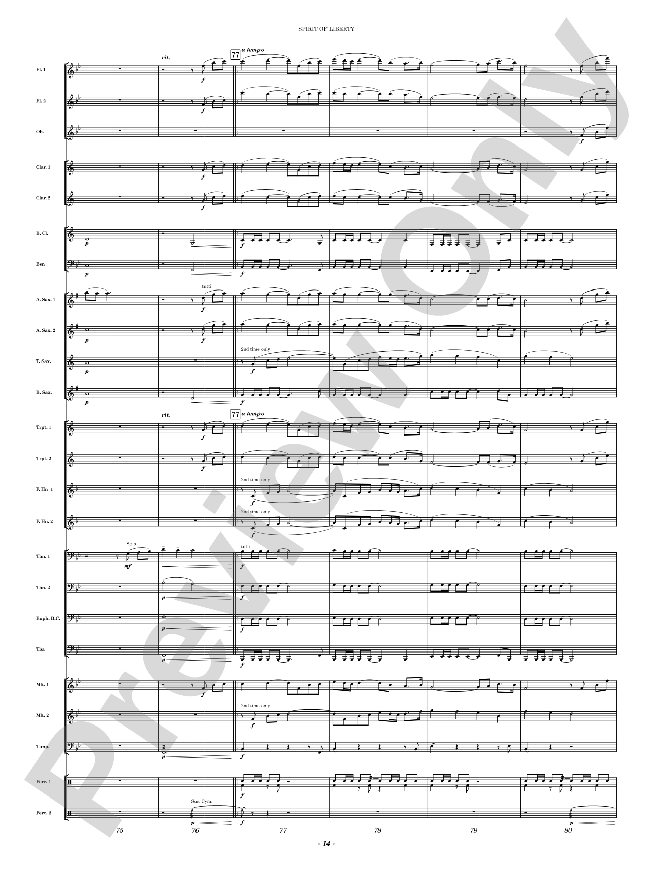 Spirit of Liberty: Concert Band Conductor Score & Parts