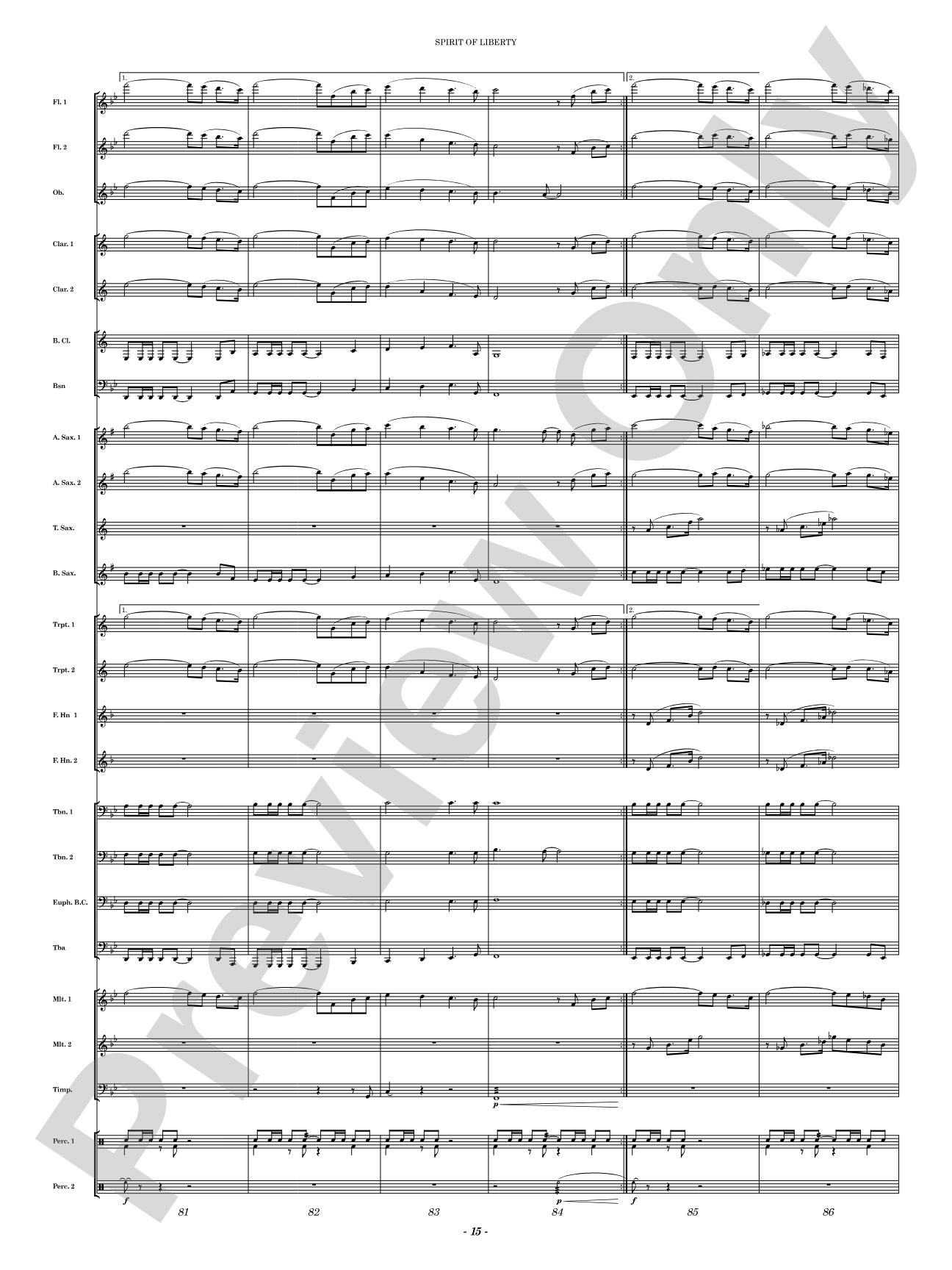 Spirit of Liberty: Concert Band Conductor Score & Parts