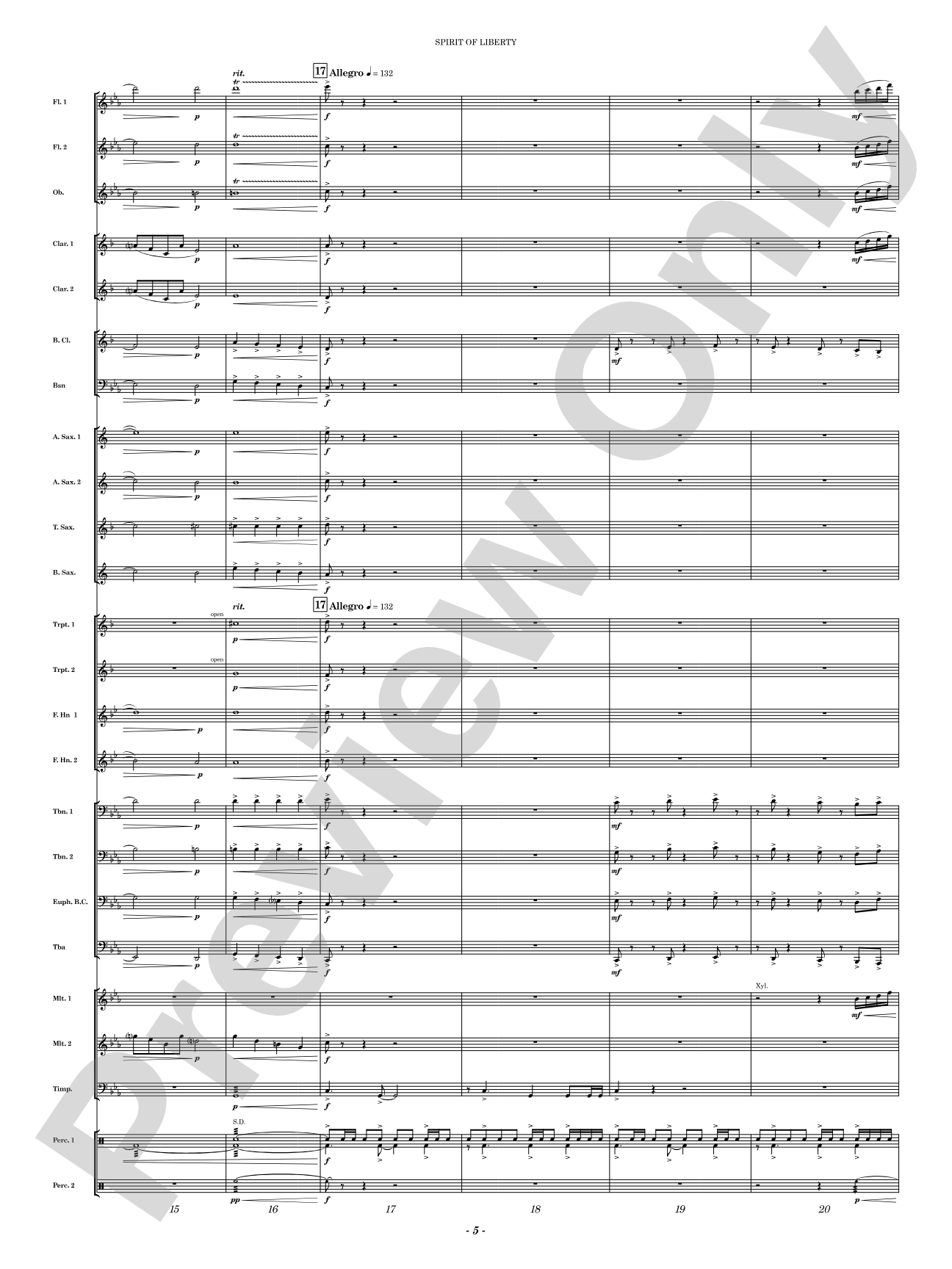 Spirit of Liberty: Concert Band Conductor Score & Parts