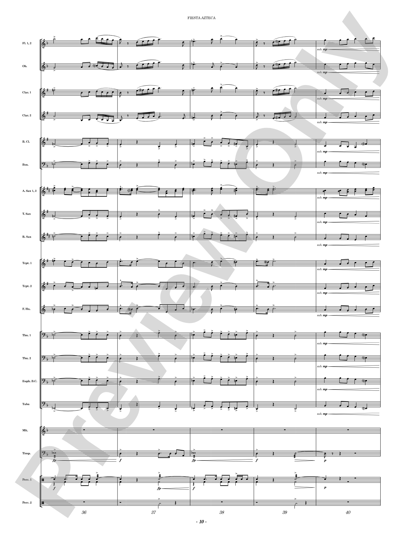 Fiesta Azteca: Concert Band Conductor Score & Parts