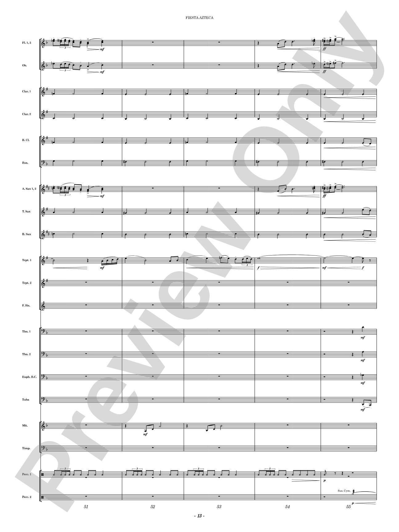 Fiesta Azteca: Concert Band Conductor Score & Parts