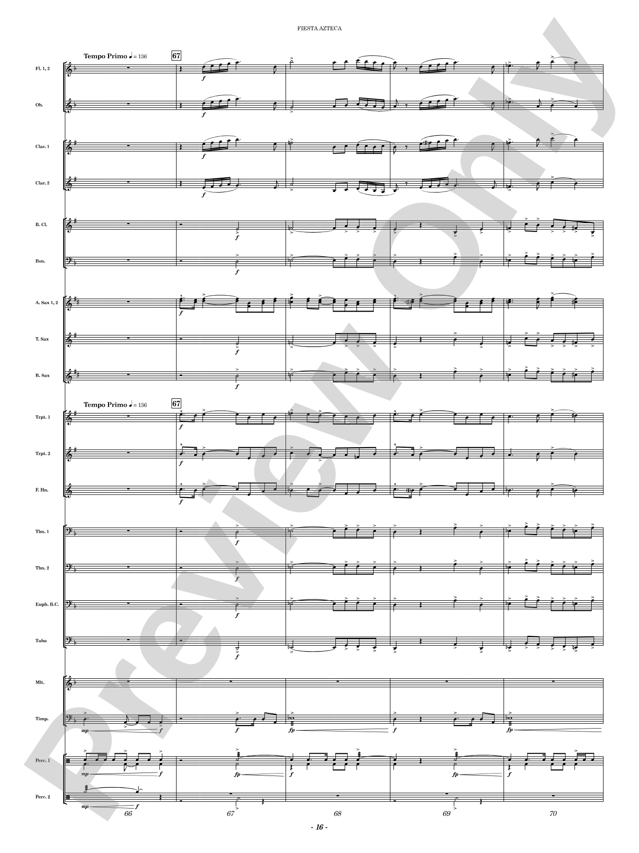 Fiesta Azteca: Concert Band Conductor Score & Parts