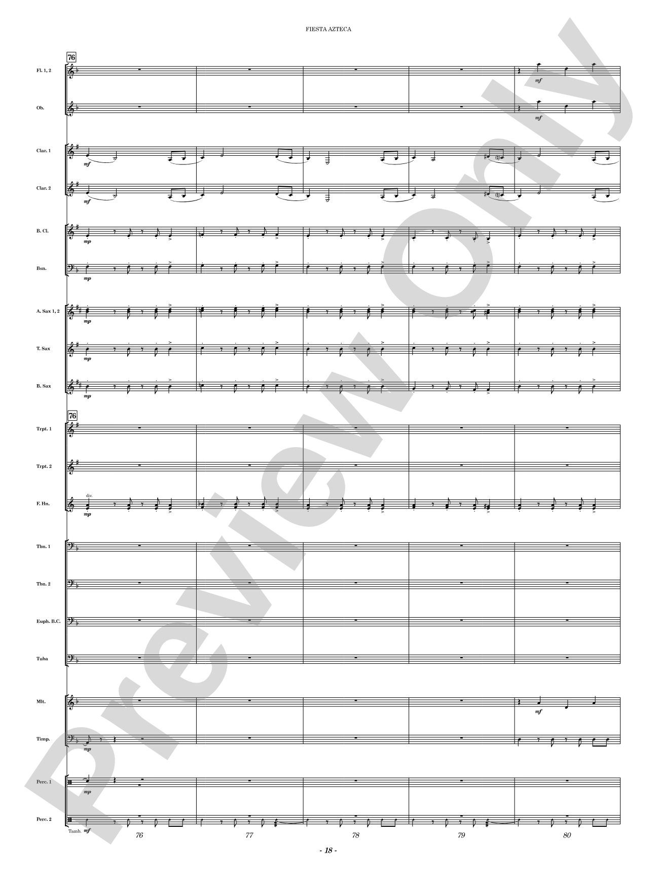 Fiesta Azteca: Concert Band Conductor Score & Parts