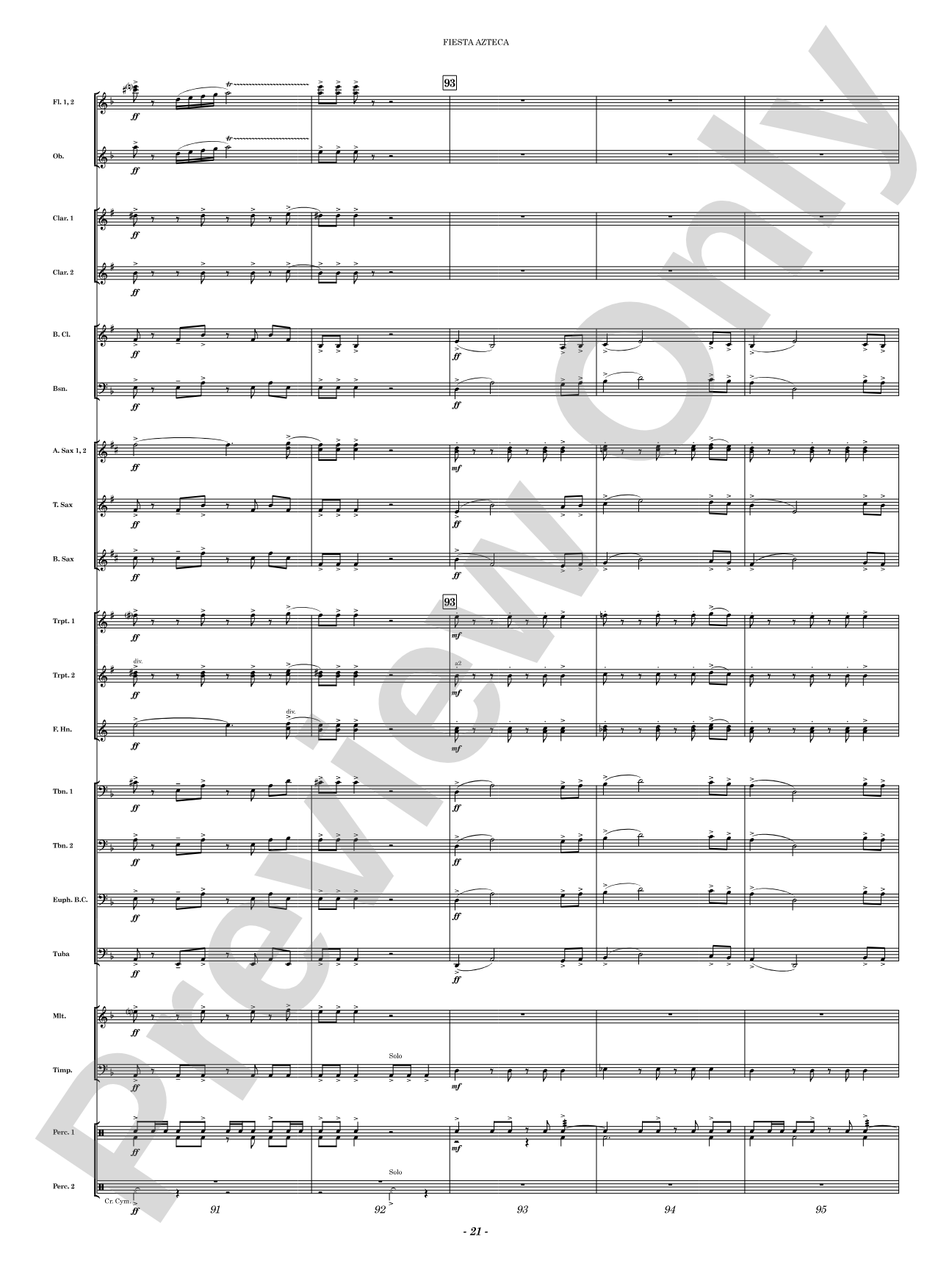 Fiesta Azteca: Concert Band Conductor Score & Parts
