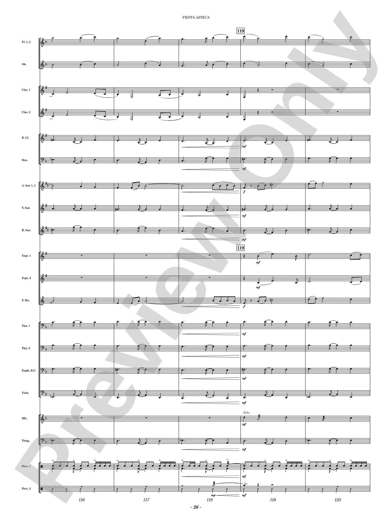 Fiesta Azteca: Concert Band Conductor Score & Parts