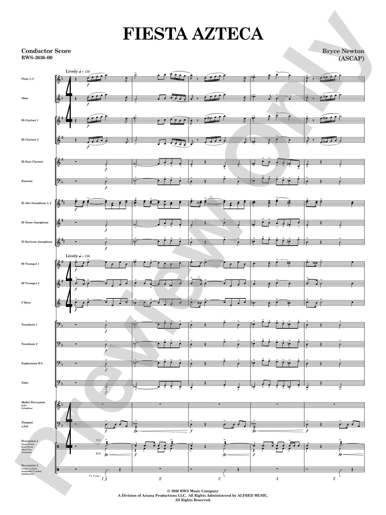 Fiesta Azteca: Concert Band Conductor Score & Parts