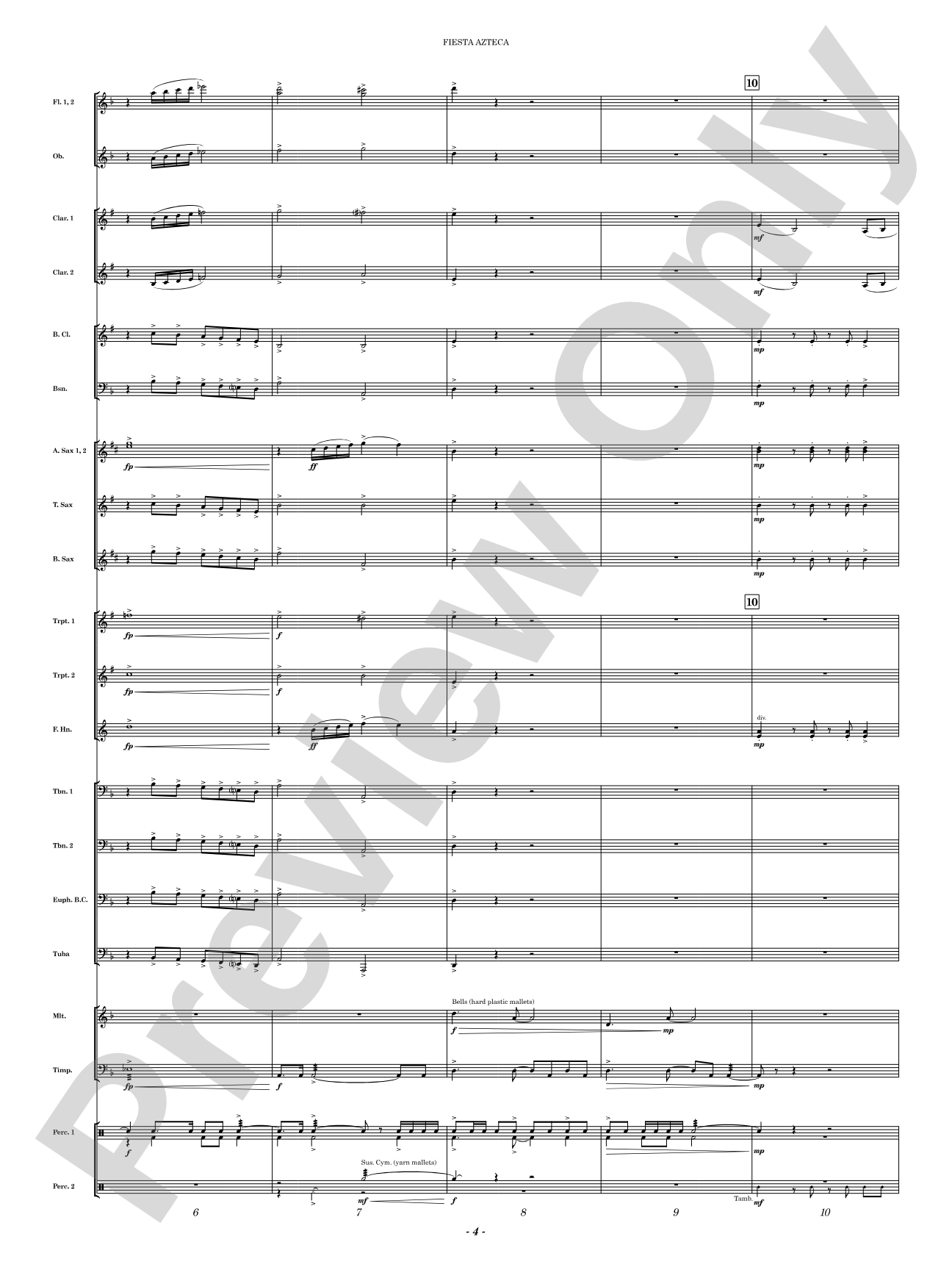 Fiesta Azteca: Concert Band Conductor Score & Parts