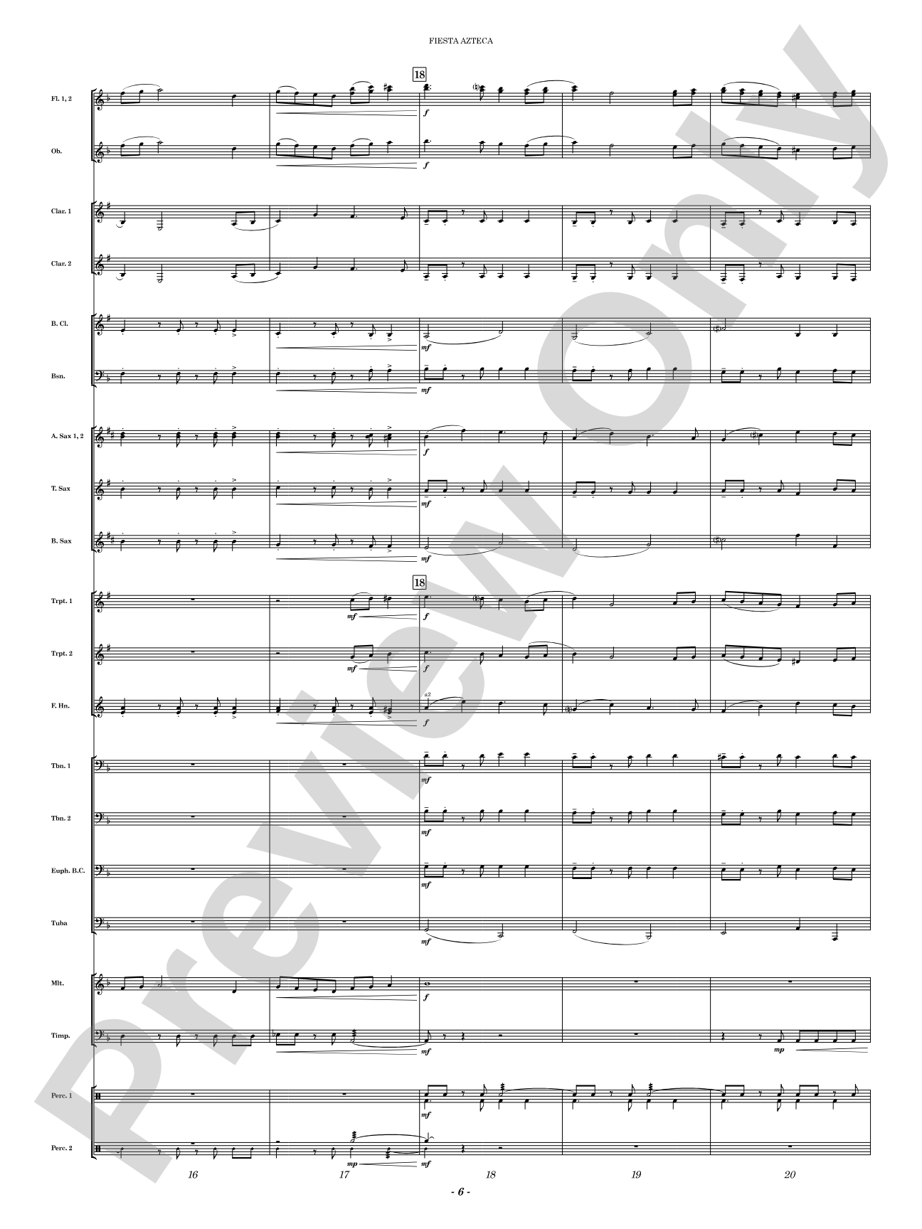 Fiesta Azteca: Concert Band Conductor Score & Parts
