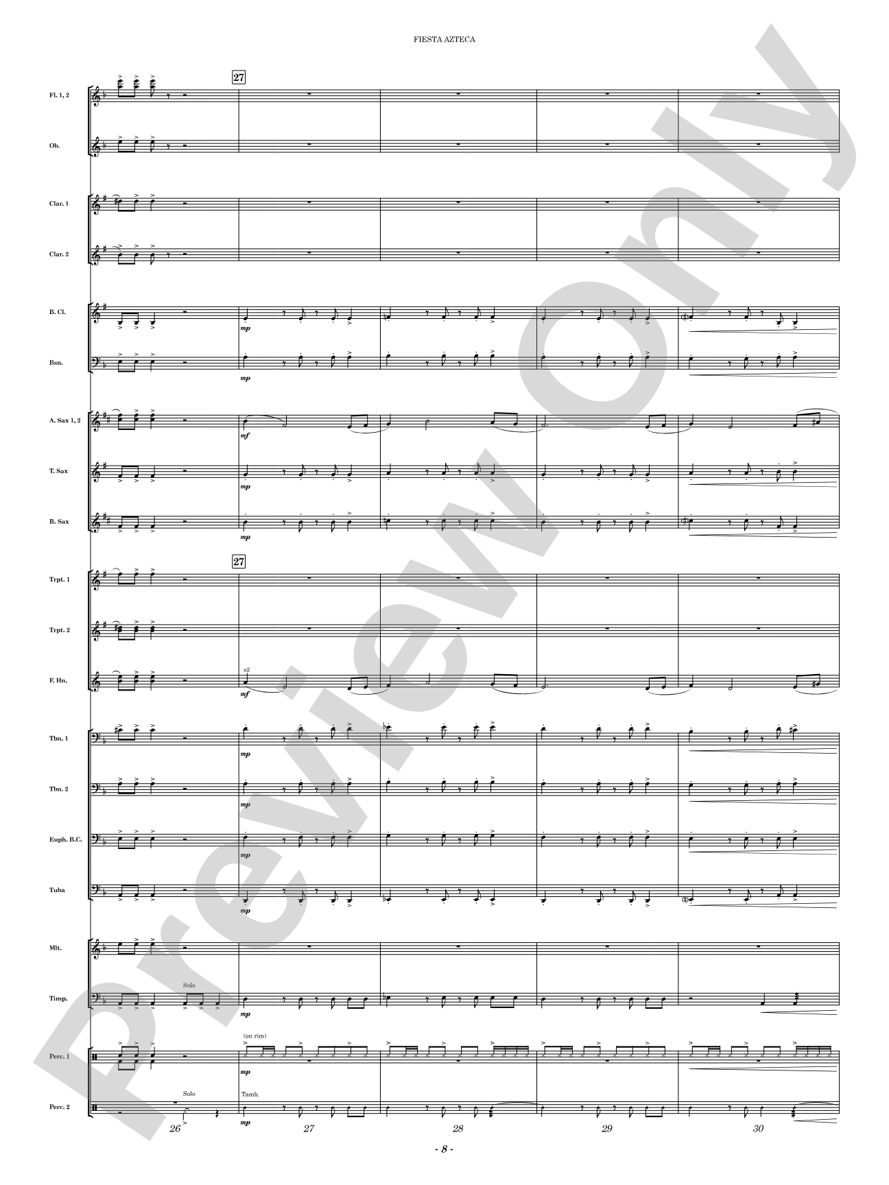 Fiesta Azteca: Concert Band Conductor Score & Parts