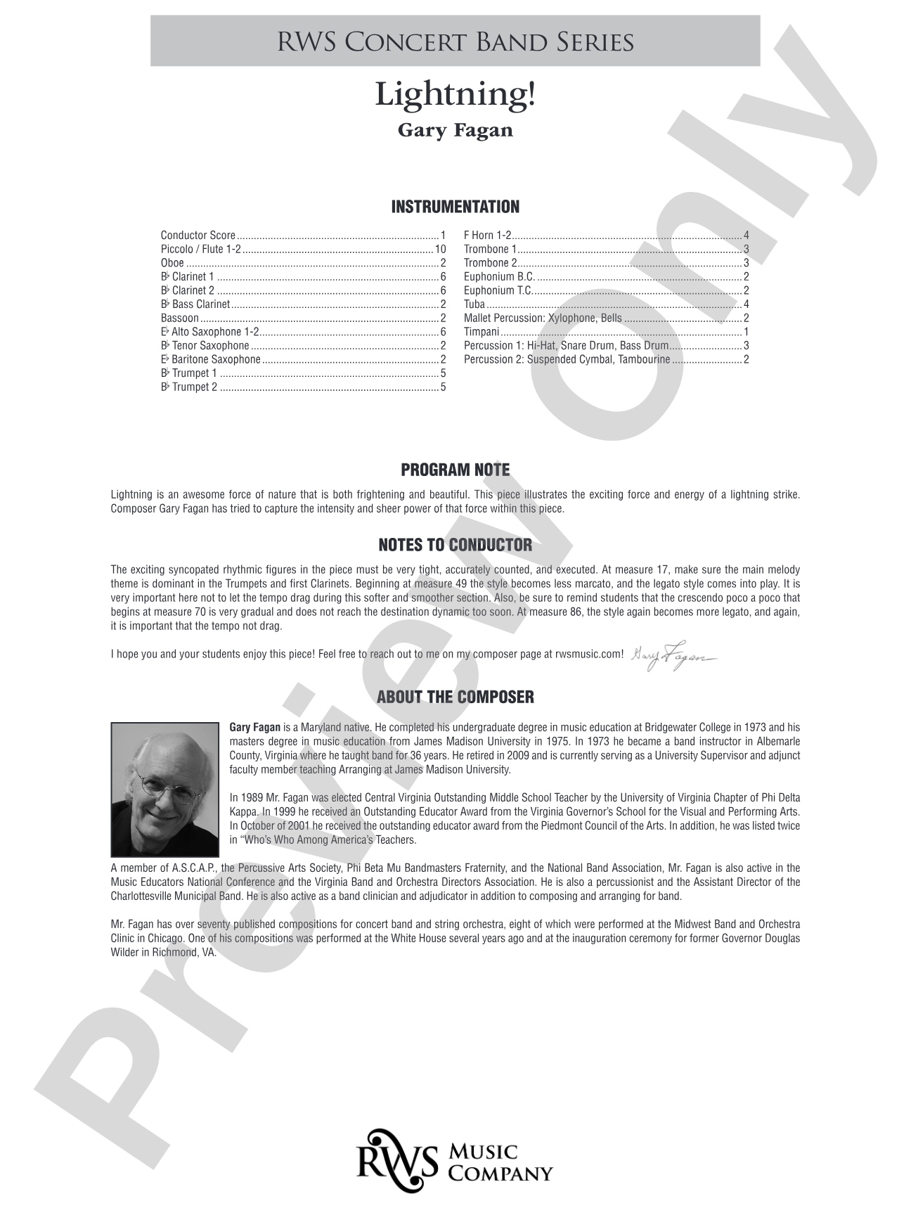 Lightning!: Concert Band Conductor Score & Parts