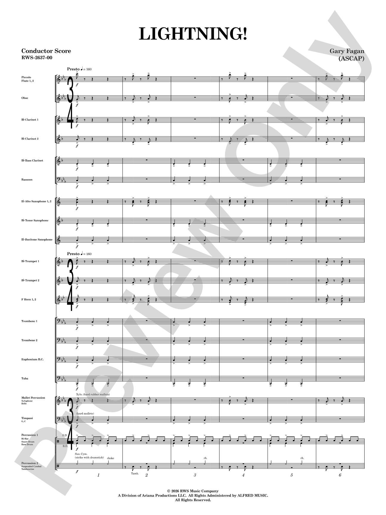 Lightning!: Concert Band Conductor Score & Parts