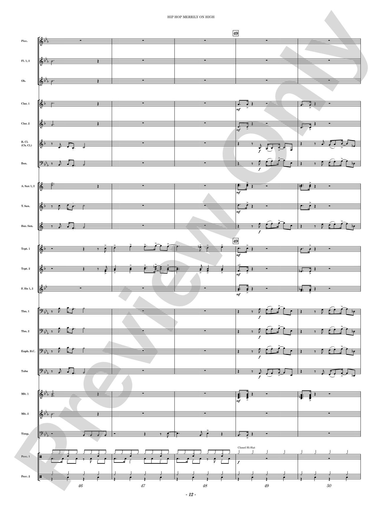 Hip Hop Merrily on High: Concert Band Conductor Score & Parts
