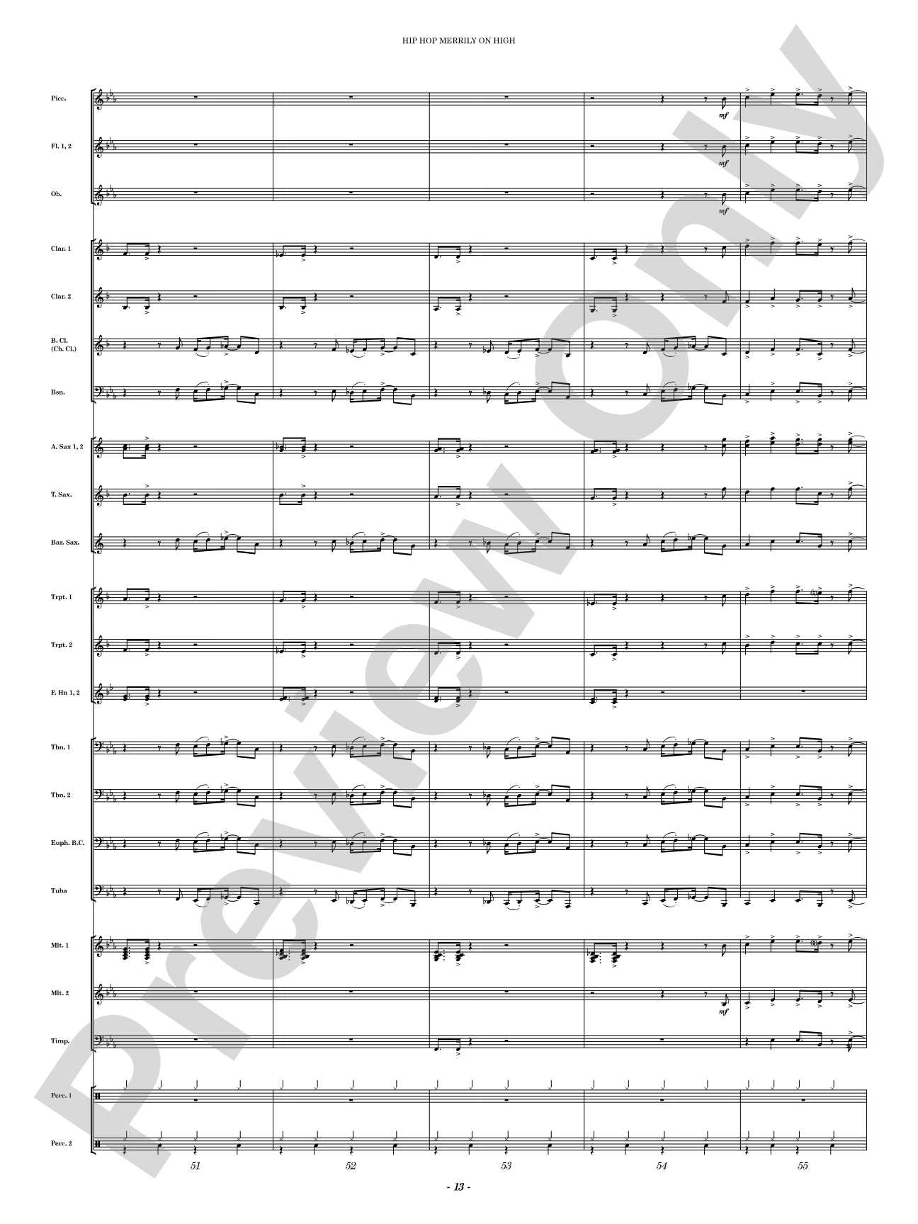 Hip Hop Merrily on High: Concert Band Conductor Score & Parts