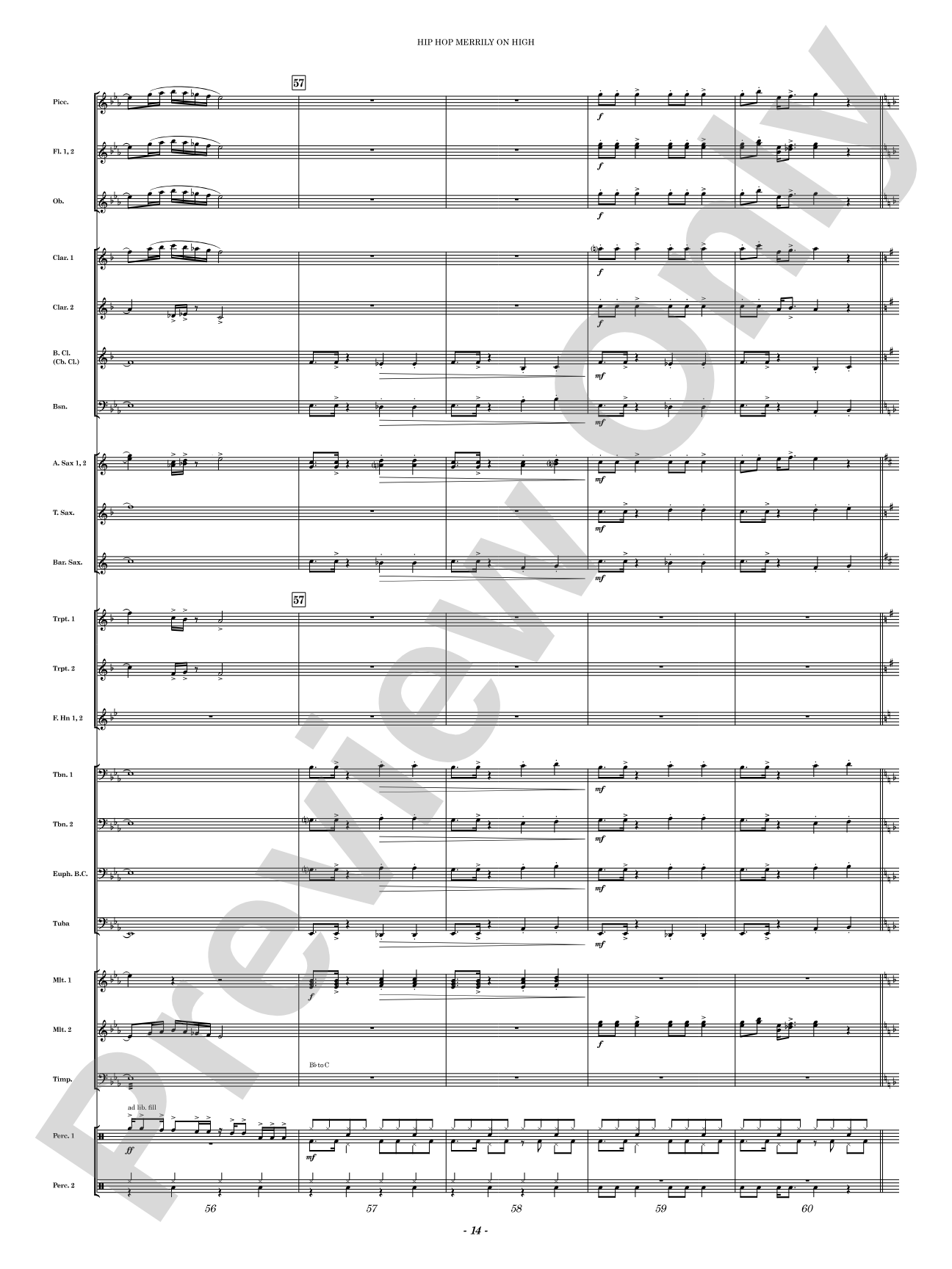 Hip Hop Merrily on High: Concert Band Conductor Score & Parts