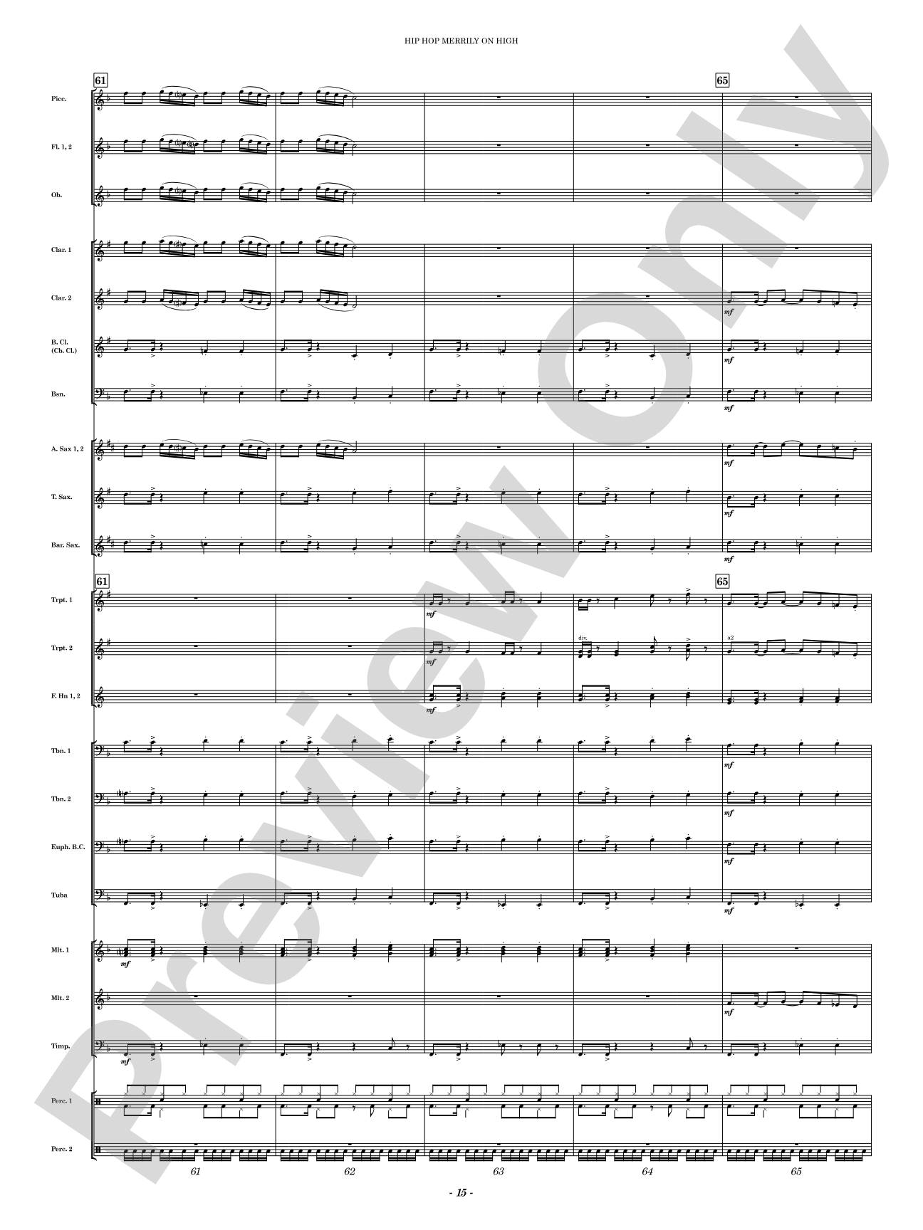 Hip Hop Merrily on High: Concert Band Conductor Score & Parts