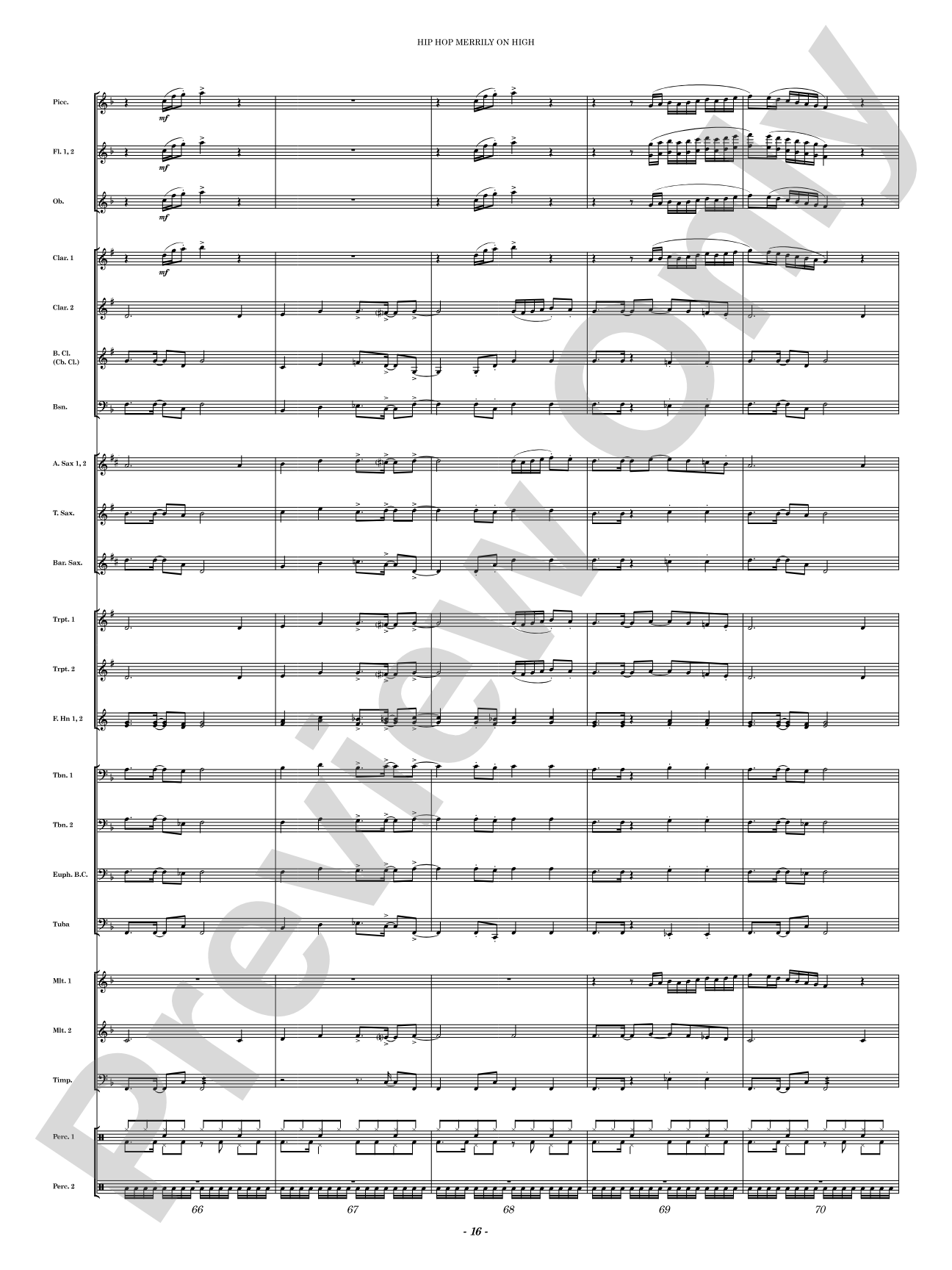 Hip Hop Merrily on High: Concert Band Conductor Score & Parts