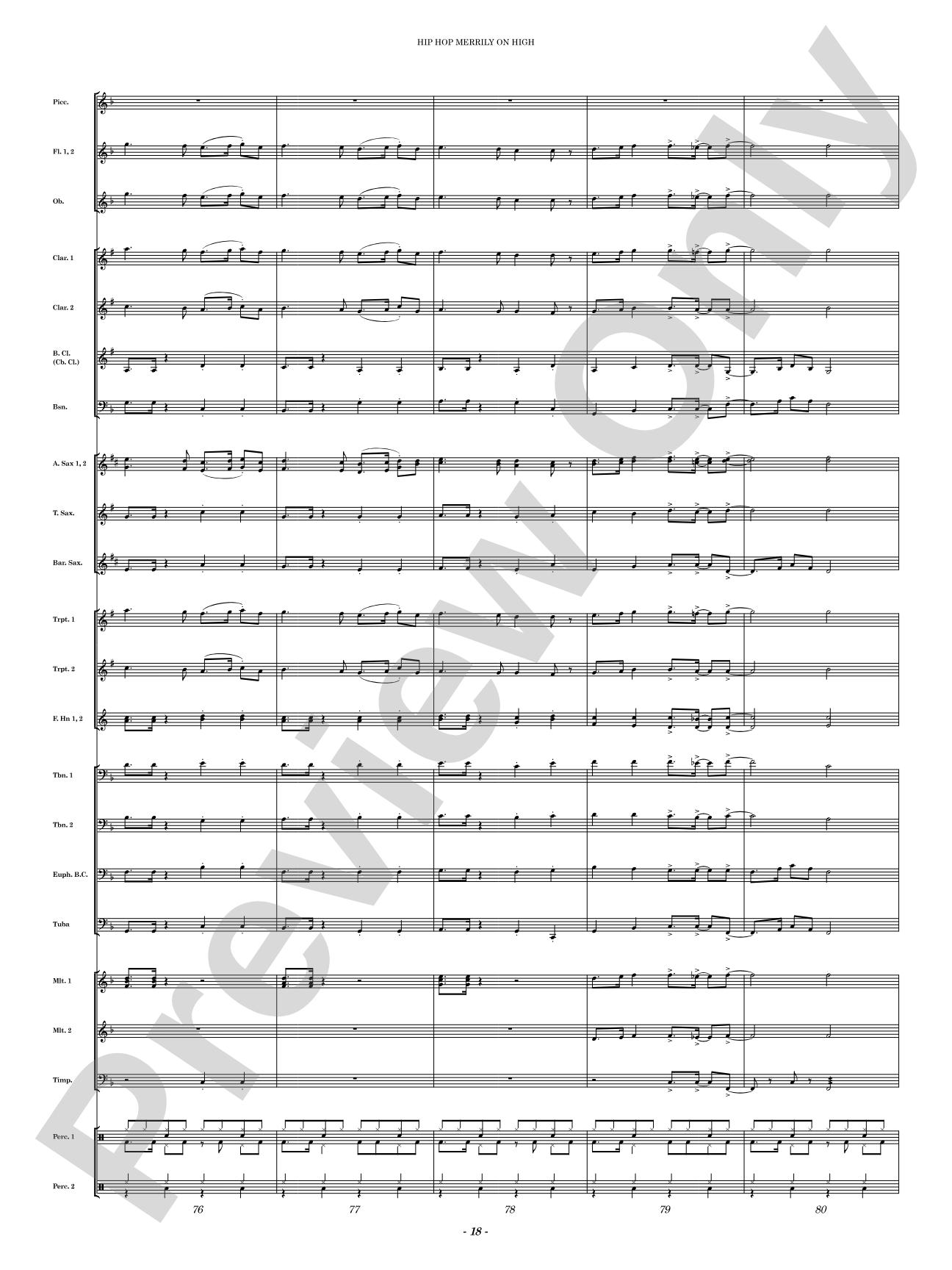 Hip Hop Merrily on High: Concert Band Conductor Score & Parts