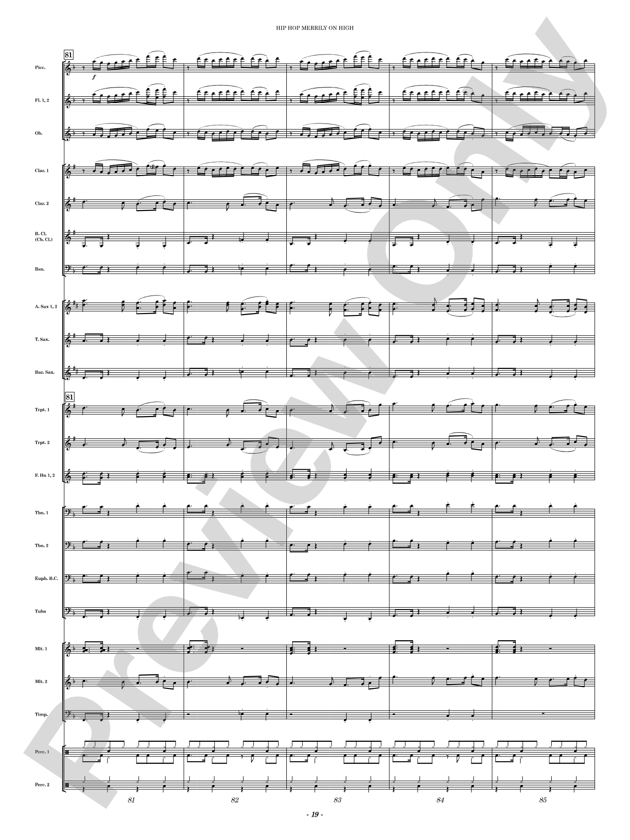 Hip Hop Merrily on High: Concert Band Conductor Score & Parts