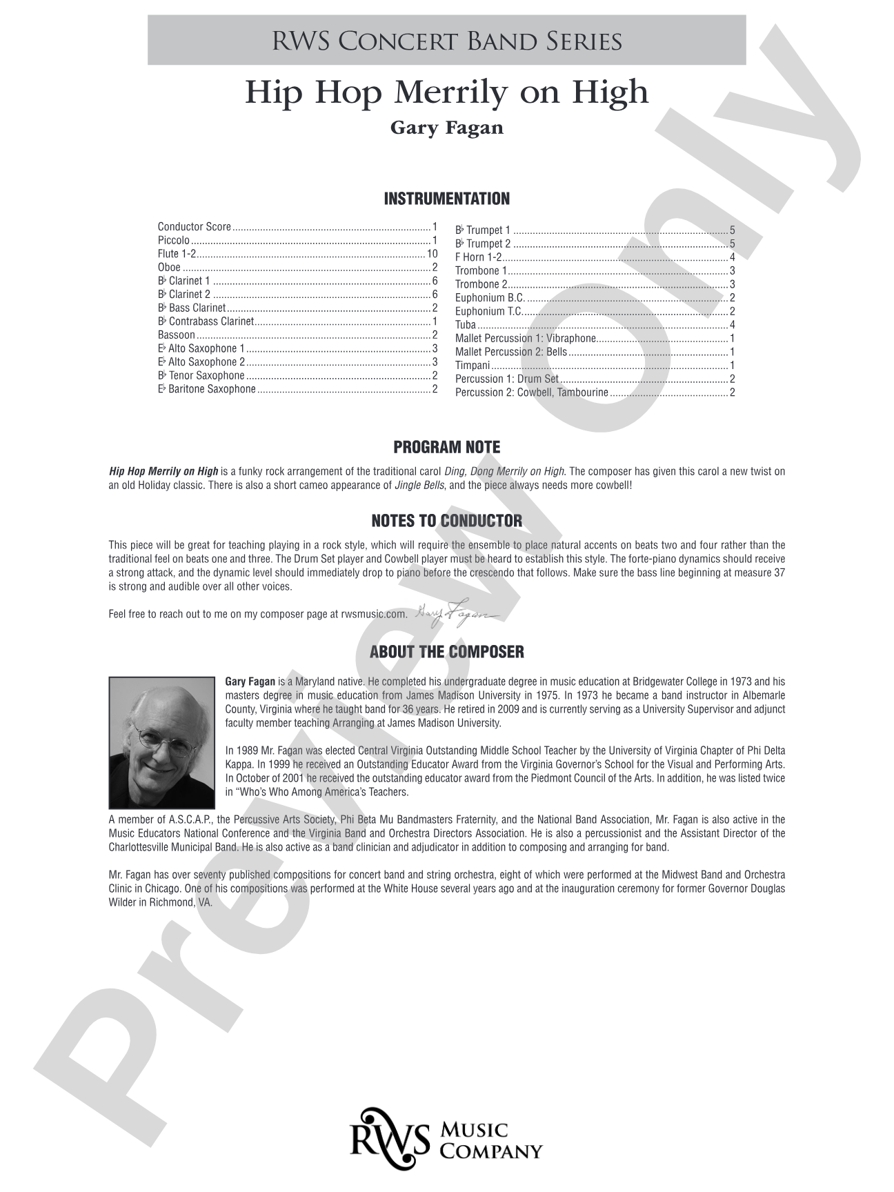 Hip Hop Merrily on High: Concert Band Conductor Score & Parts
