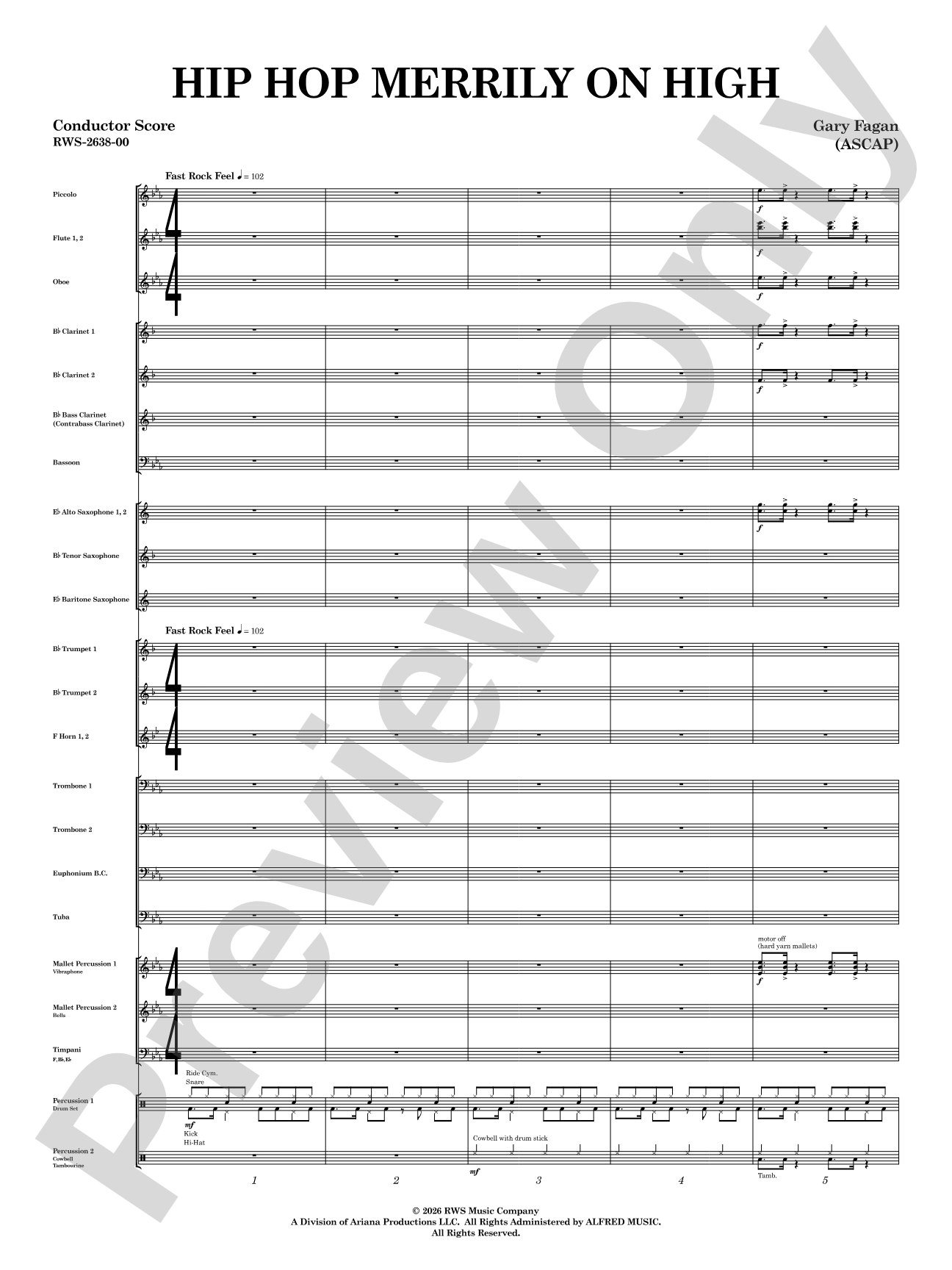 Hip Hop Merrily on High: Concert Band Conductor Score & Parts