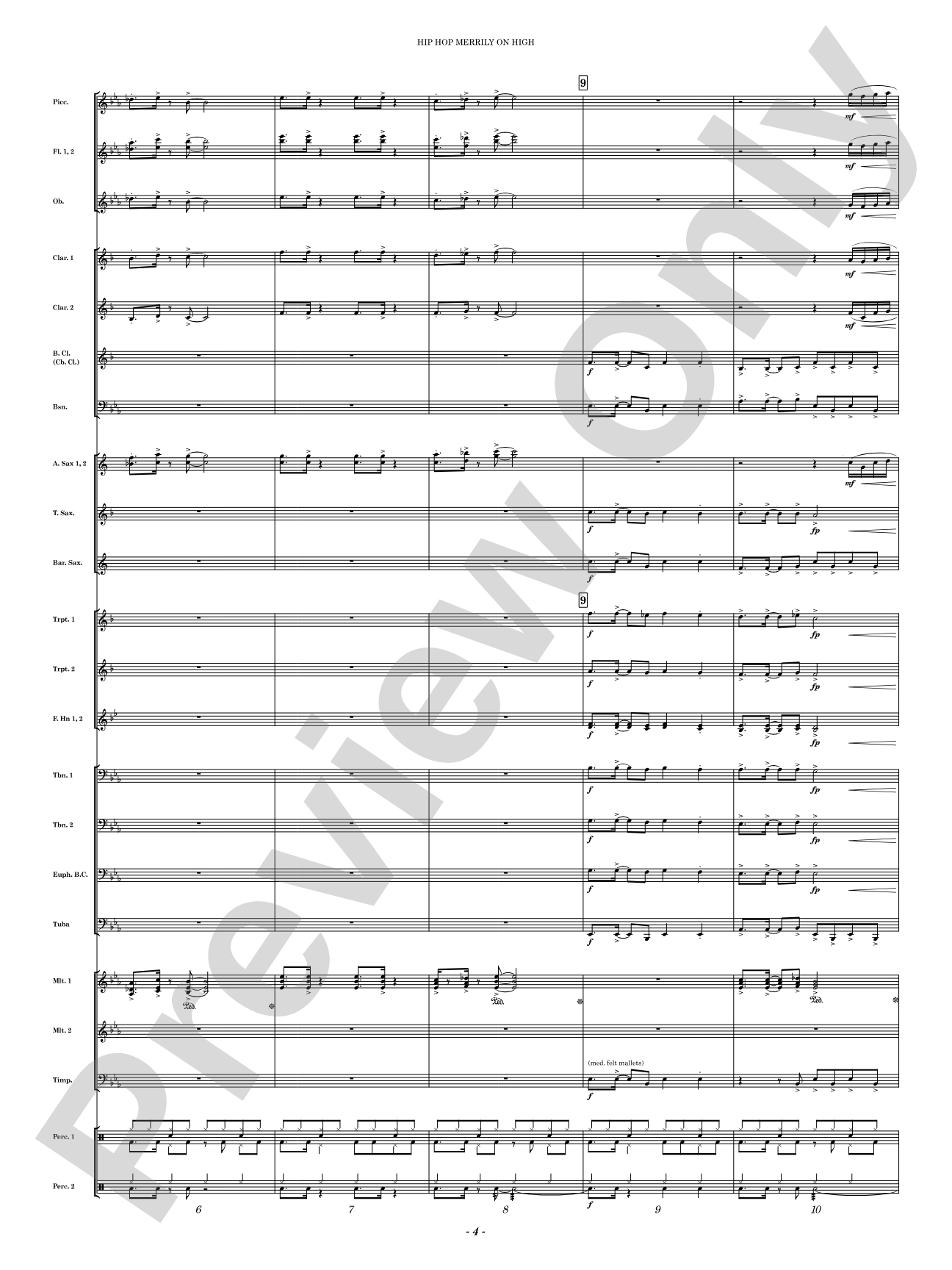 Hip Hop Merrily on High: Concert Band Conductor Score & Parts