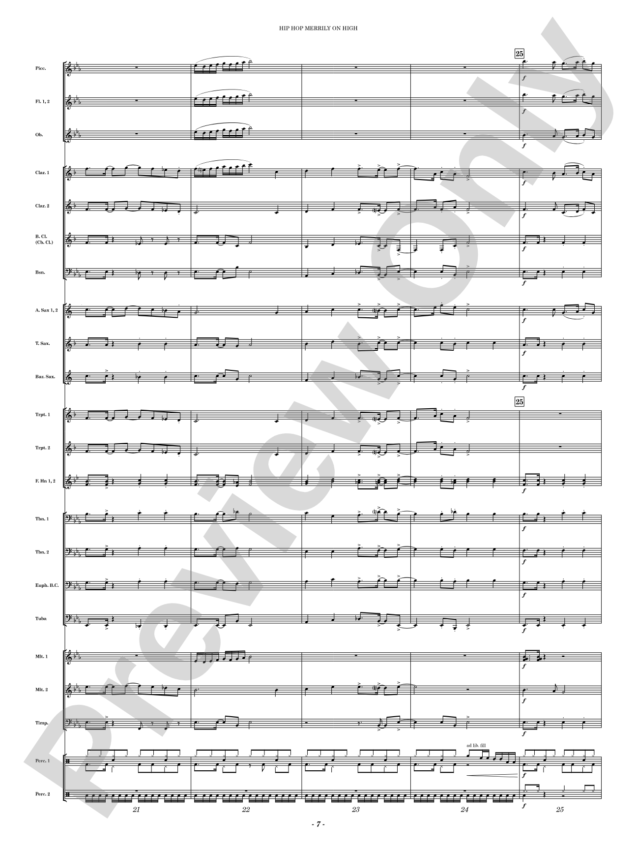 Hip Hop Merrily on High: Concert Band Conductor Score & Parts