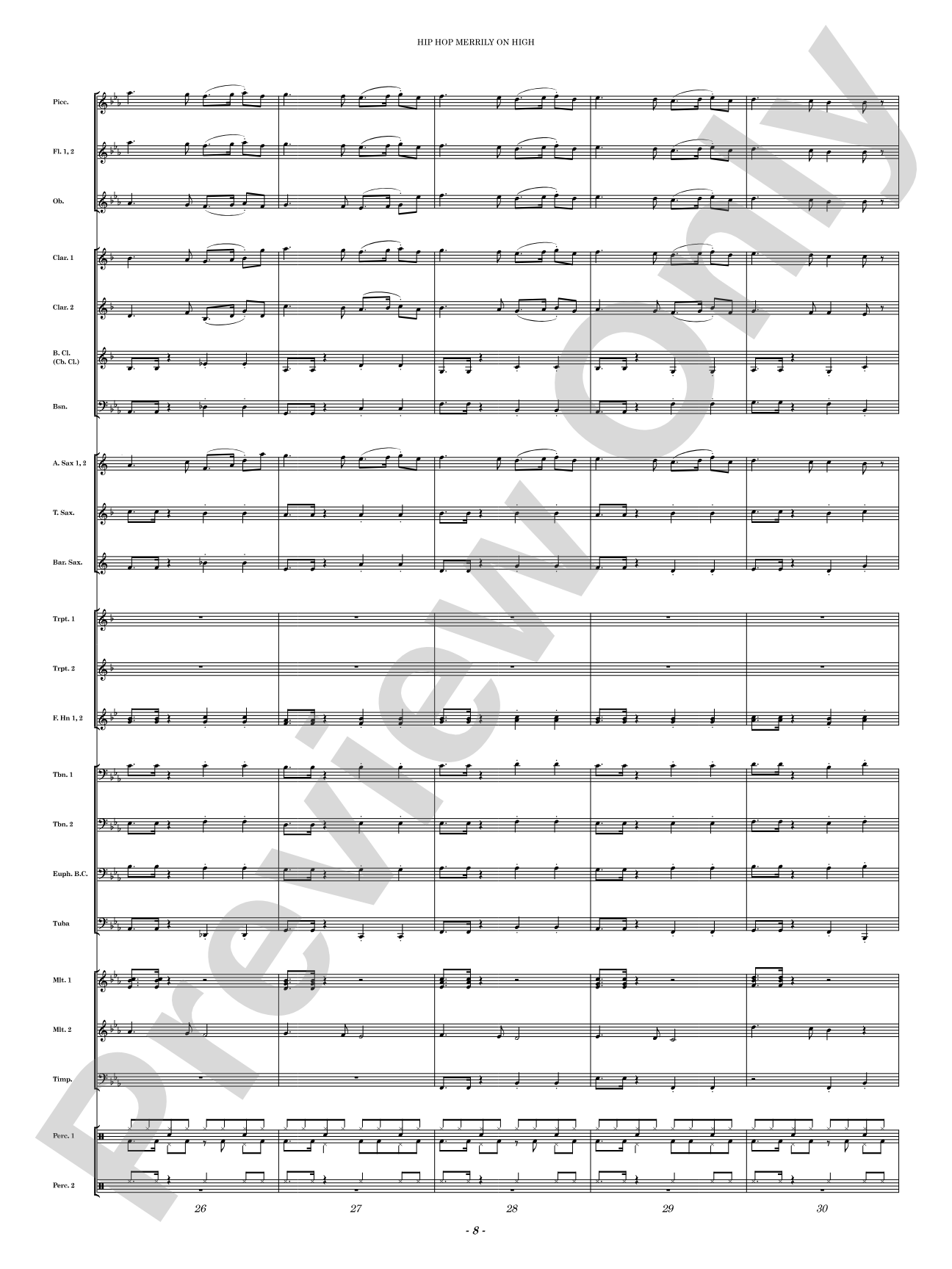 Hip Hop Merrily on High: Concert Band Conductor Score & Parts