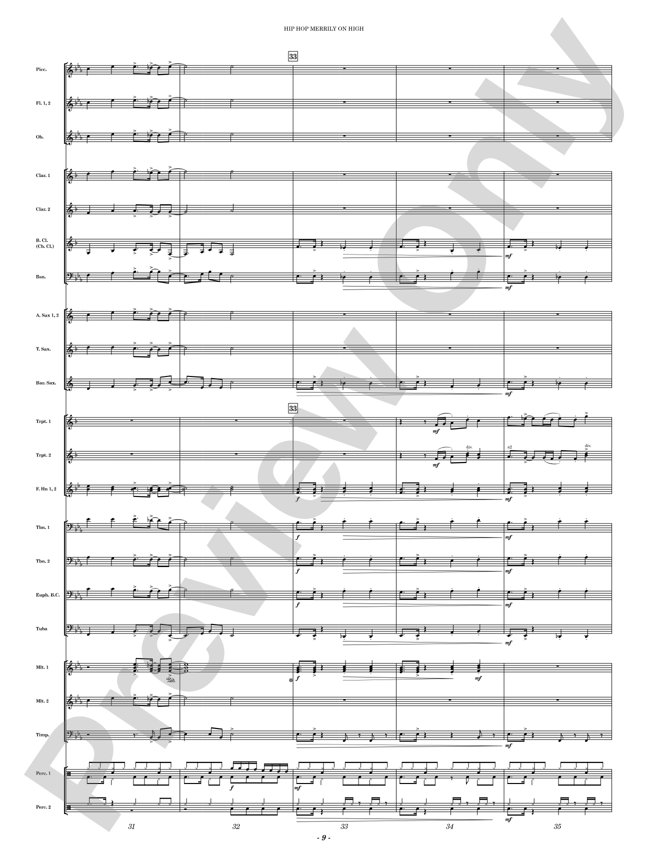 Hip Hop Merrily on High: Concert Band Conductor Score & Parts