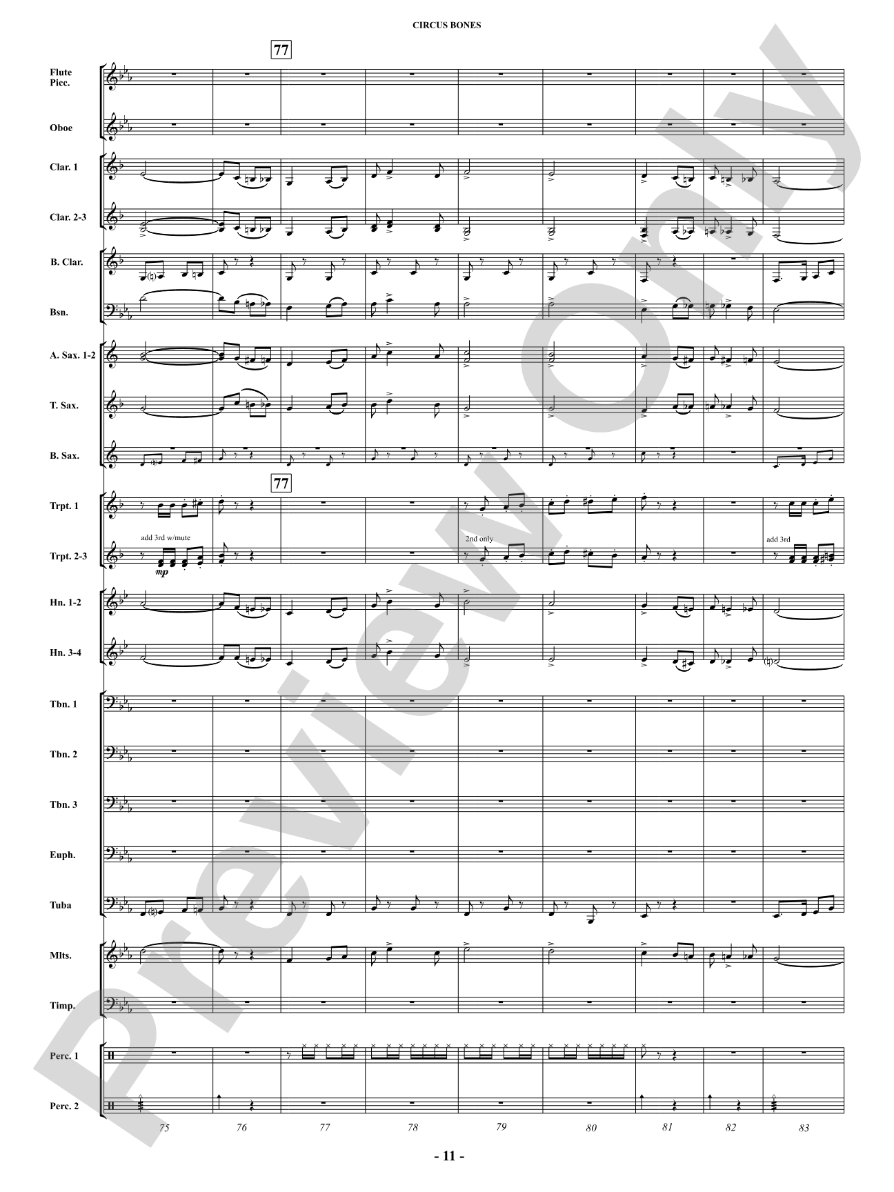 Circus Bones: Concert Band Conductor Score & Parts