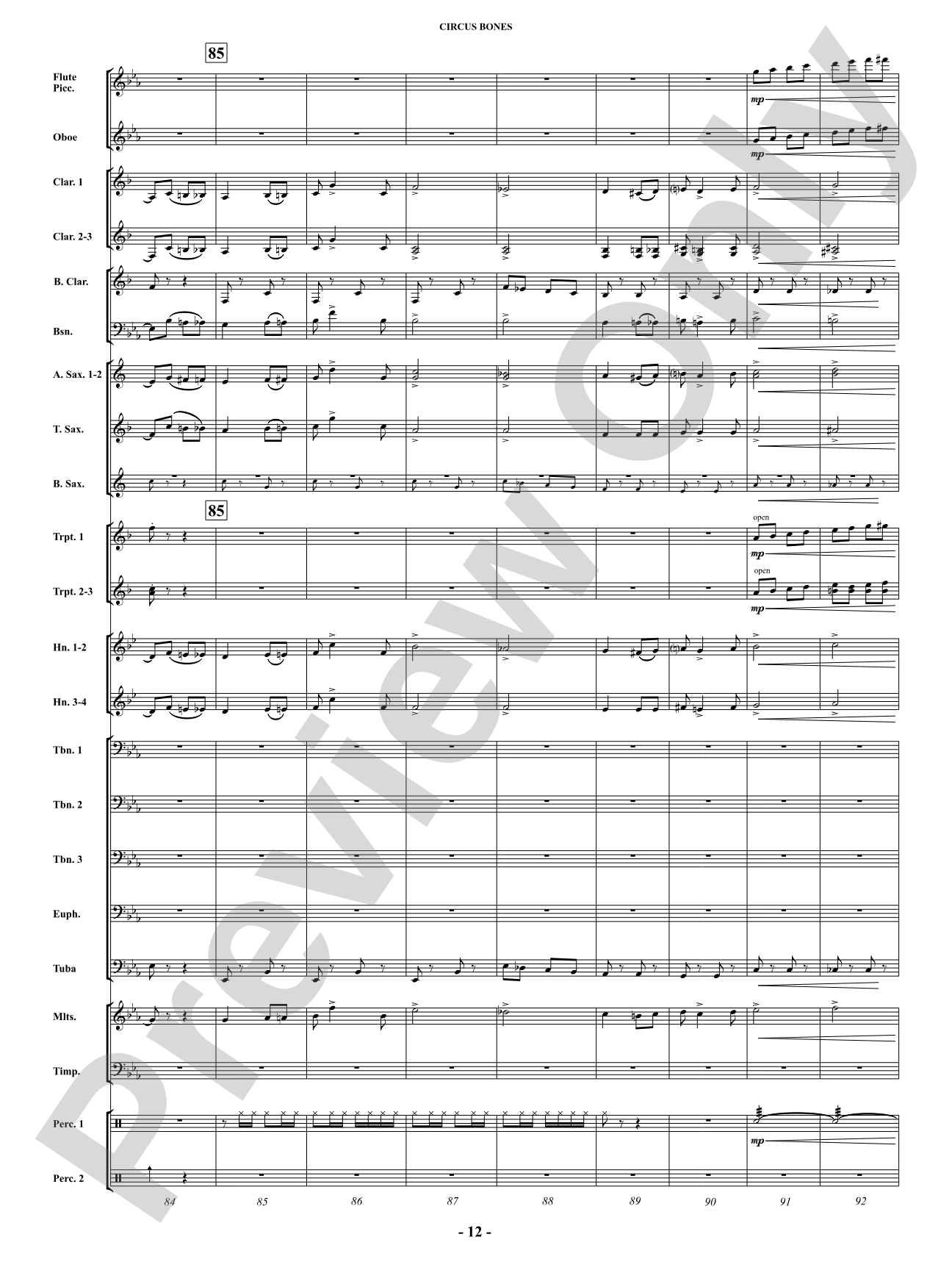 Circus Bones: Concert Band Conductor Score & Parts