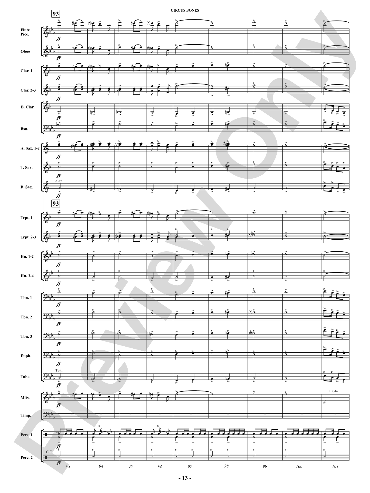 Circus Bones: Concert Band Conductor Score & Parts