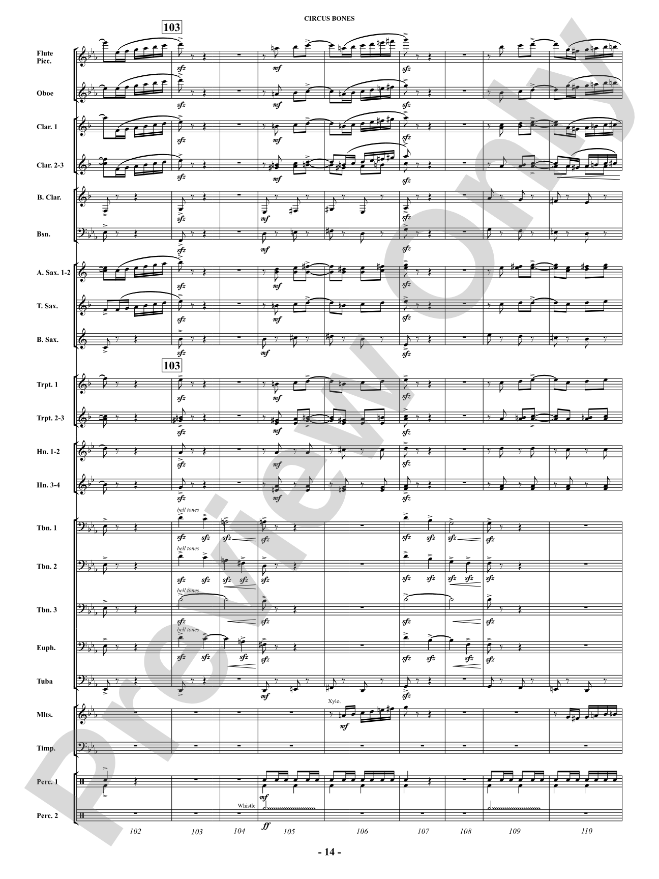 Circus Bones: Concert Band Conductor Score & Parts