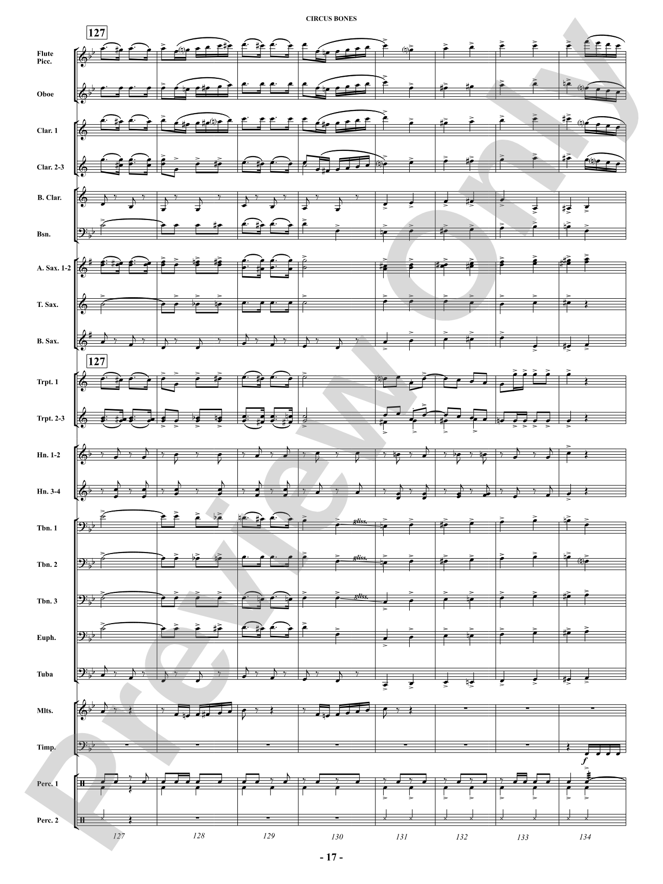 Circus Bones: Concert Band Conductor Score & Parts