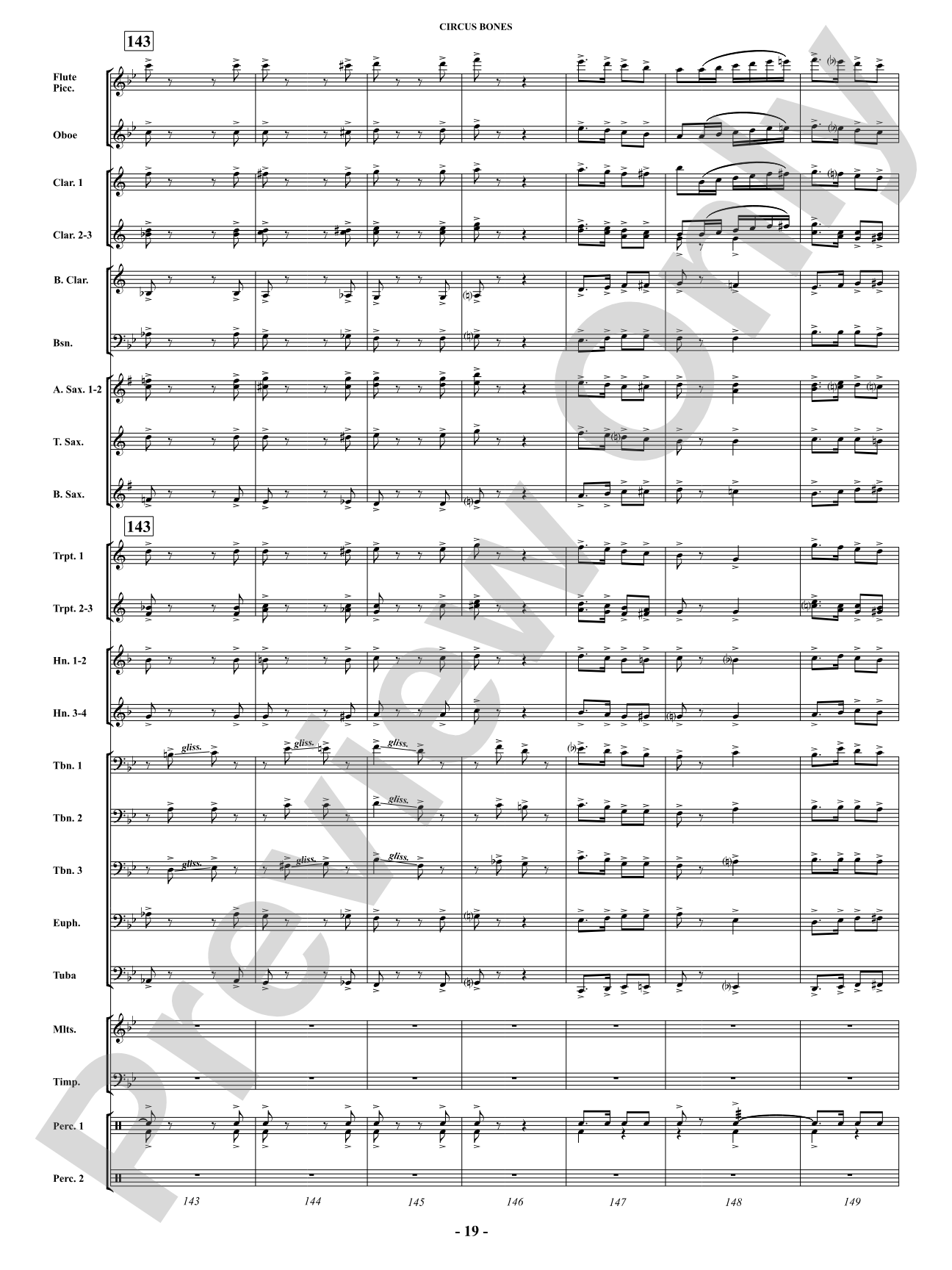 Circus Bones: Concert Band Conductor Score & Parts
