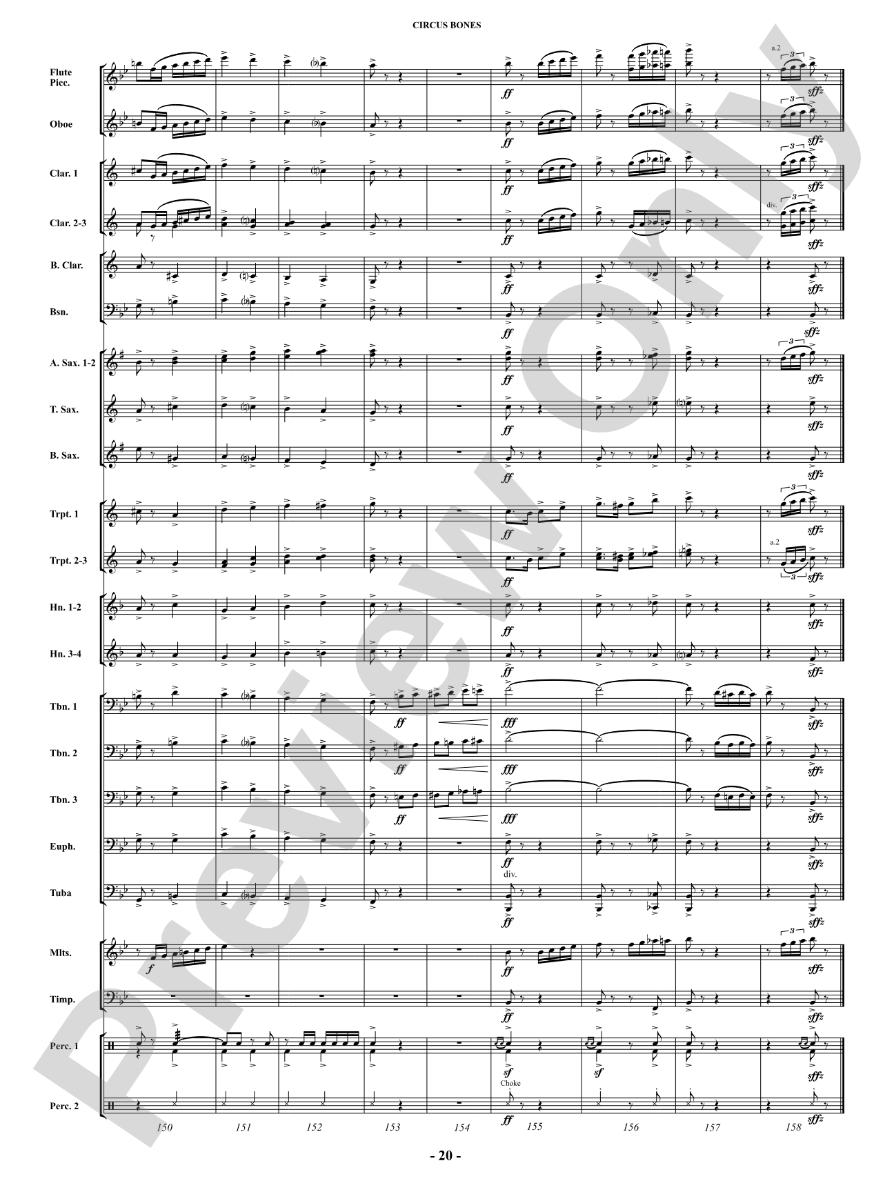 Circus Bones: Concert Band Conductor Score & Parts
