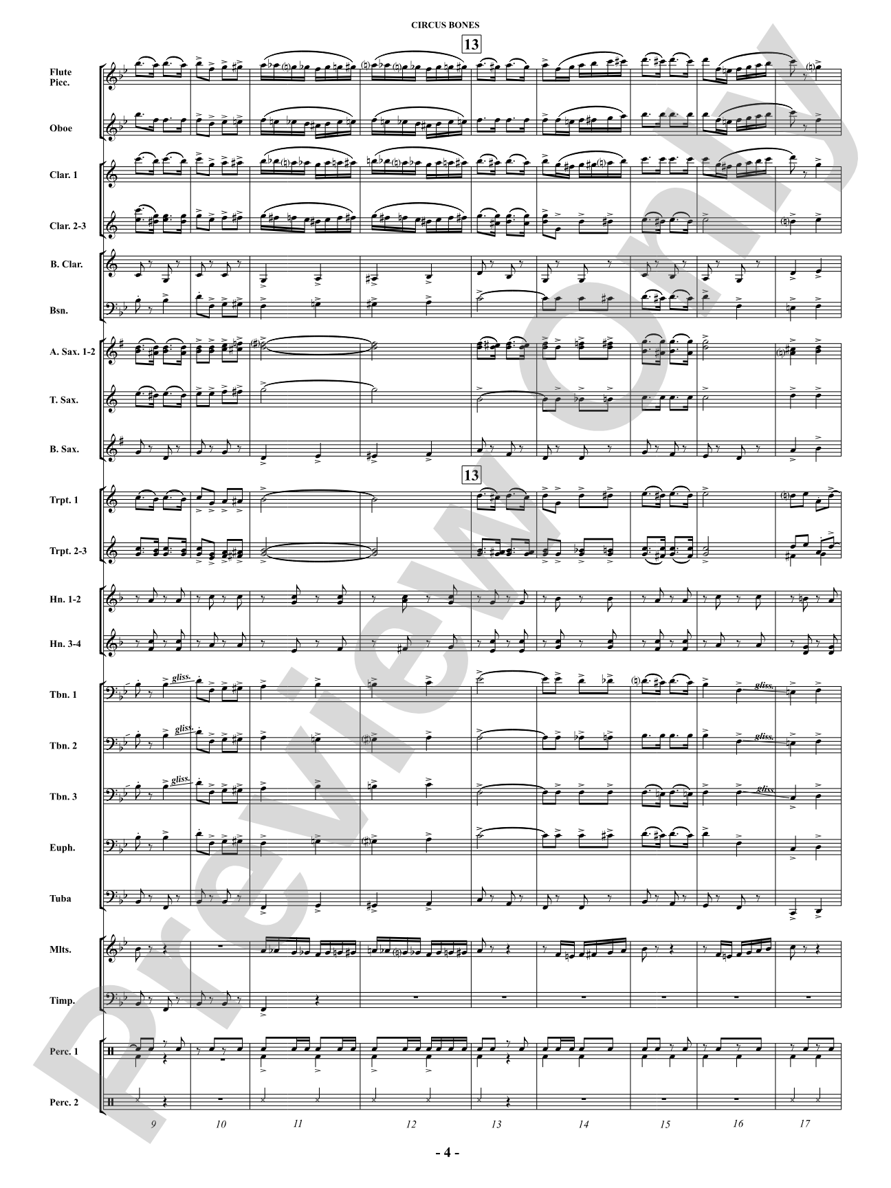 Circus Bones: Concert Band Conductor Score & Parts