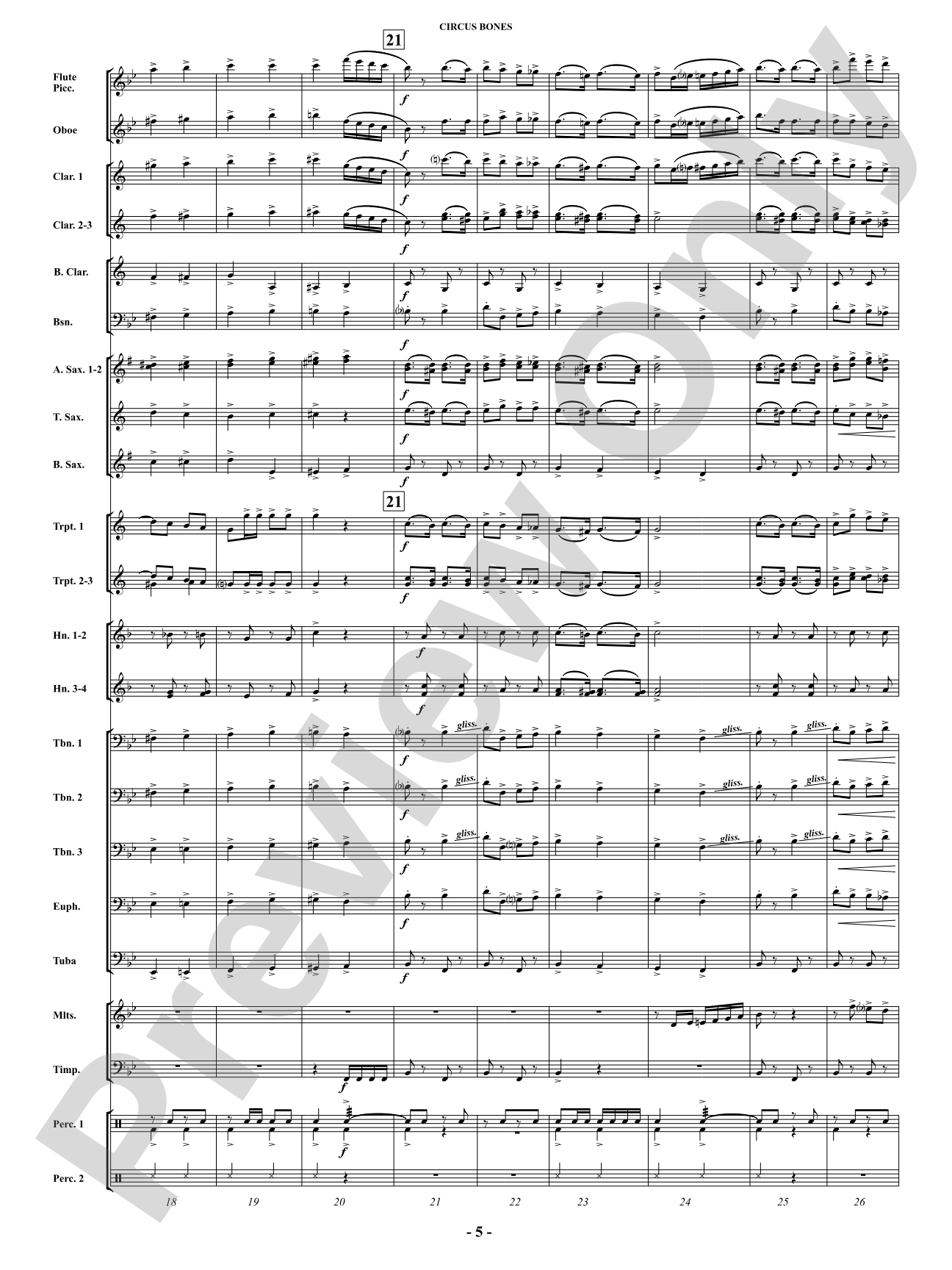 Circus Bones: Concert Band Conductor Score & Parts