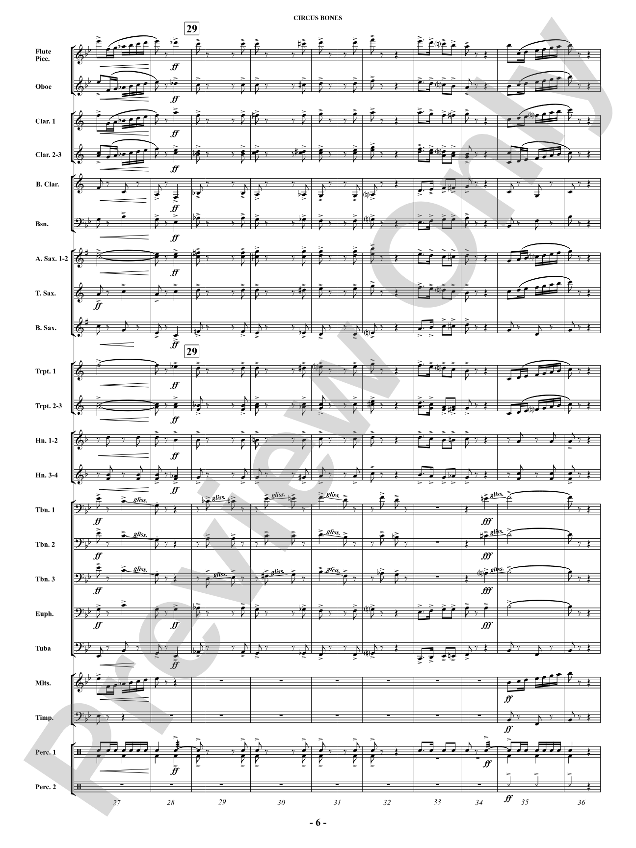 Circus Bones: Concert Band Conductor Score & Parts