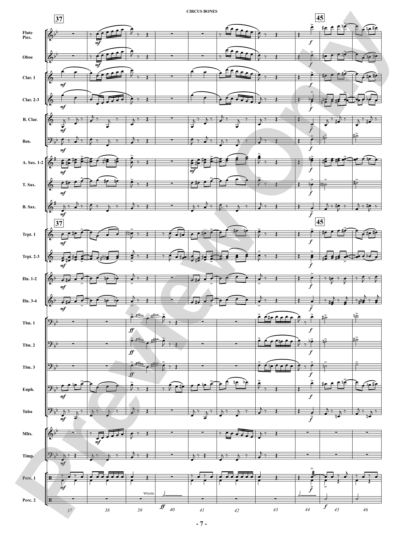 Circus Bones: Concert Band Conductor Score & Parts