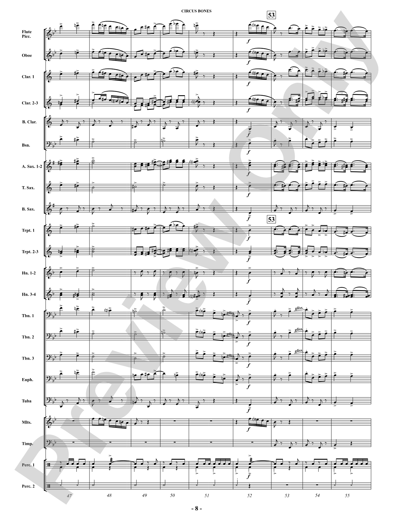 Circus Bones: Concert Band Conductor Score & Parts