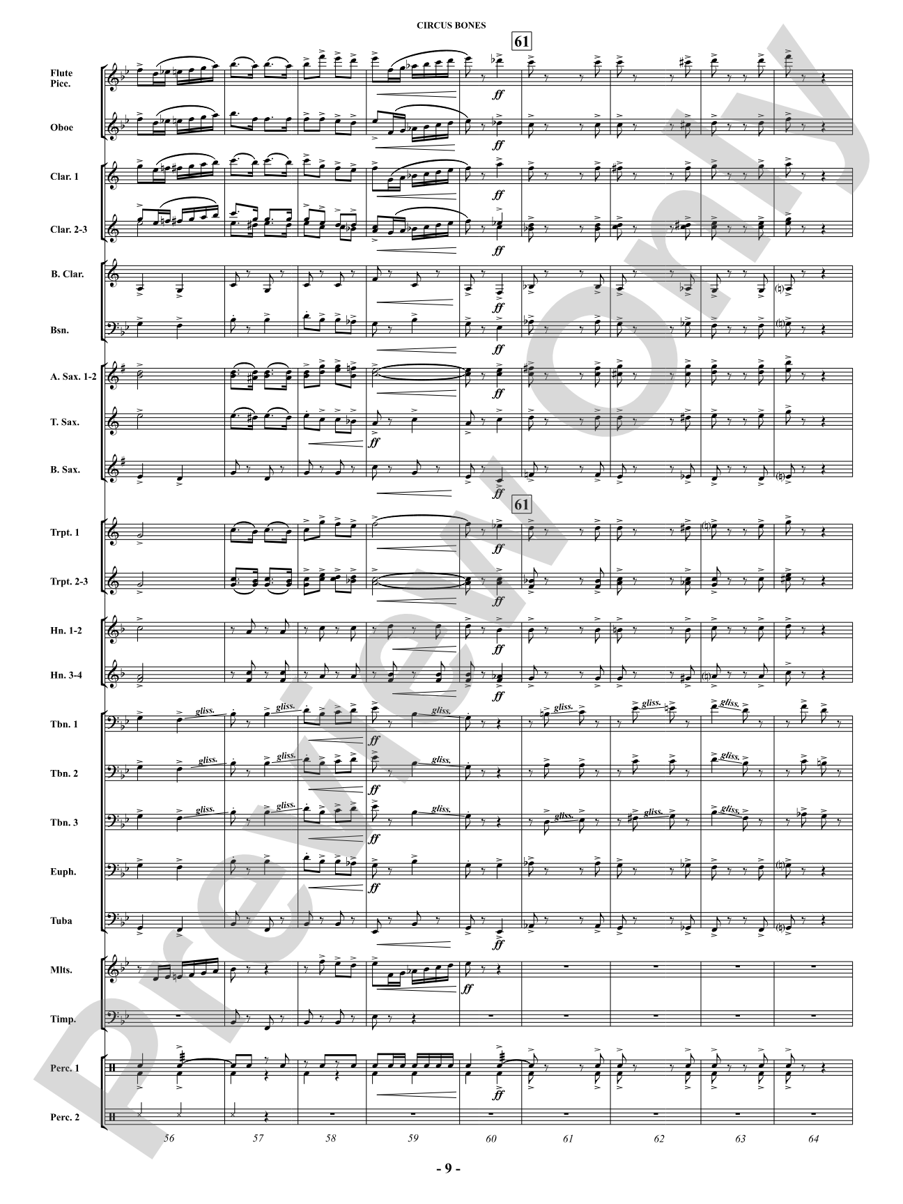 Circus Bones: Concert Band Conductor Score & Parts