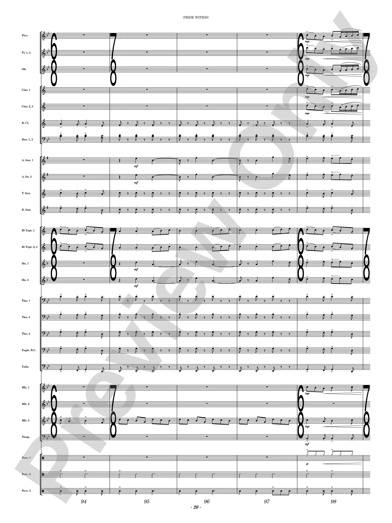 Pride Within: Concert Band Conductor Score & Parts